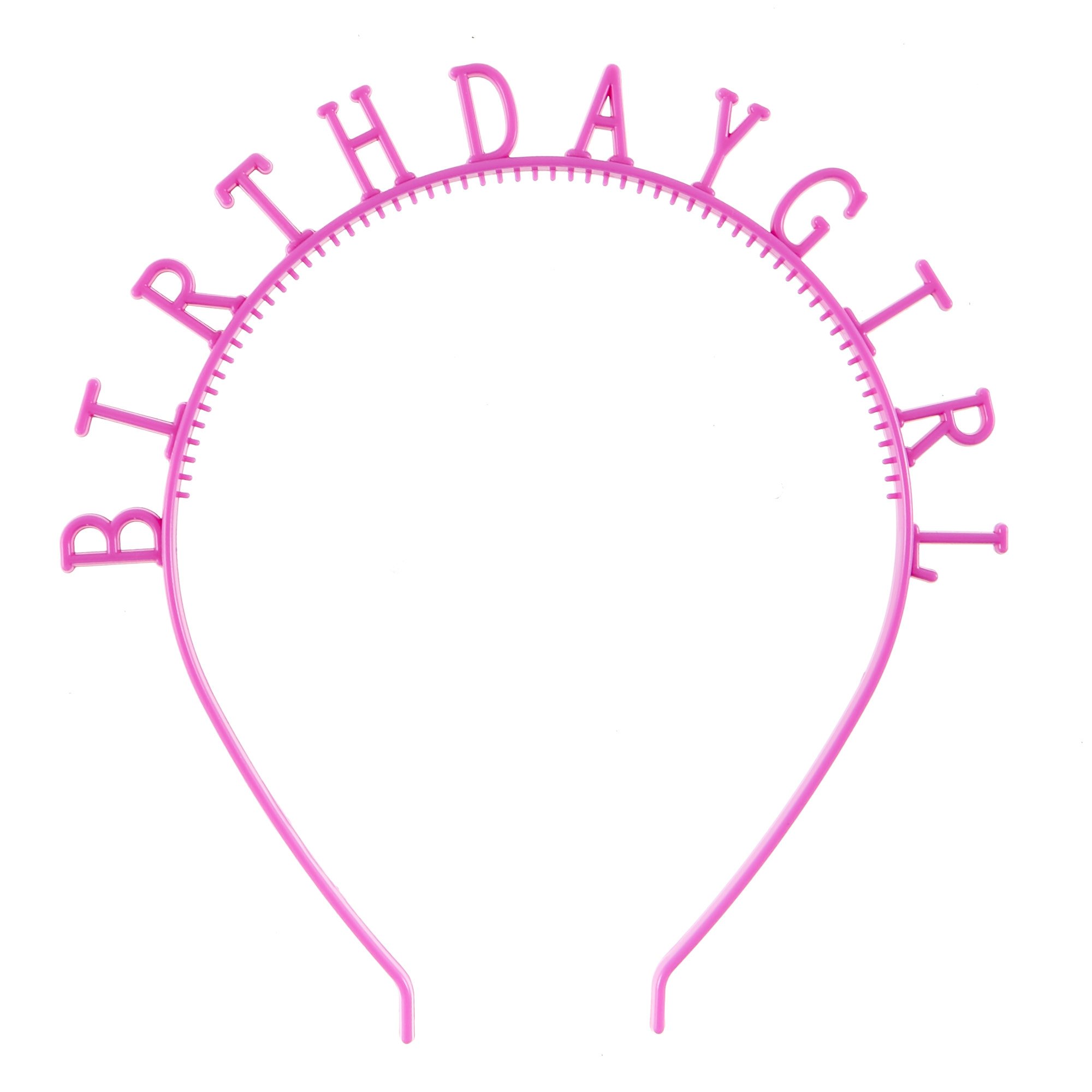 Pink Plastic Birthday Girl Headband 