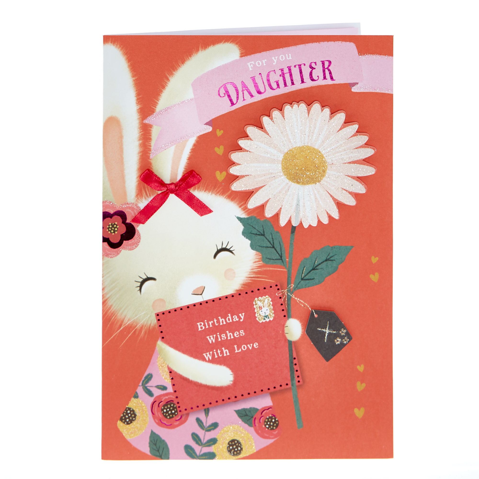 Birthday Card - For You Daughter Bunny Rabbit