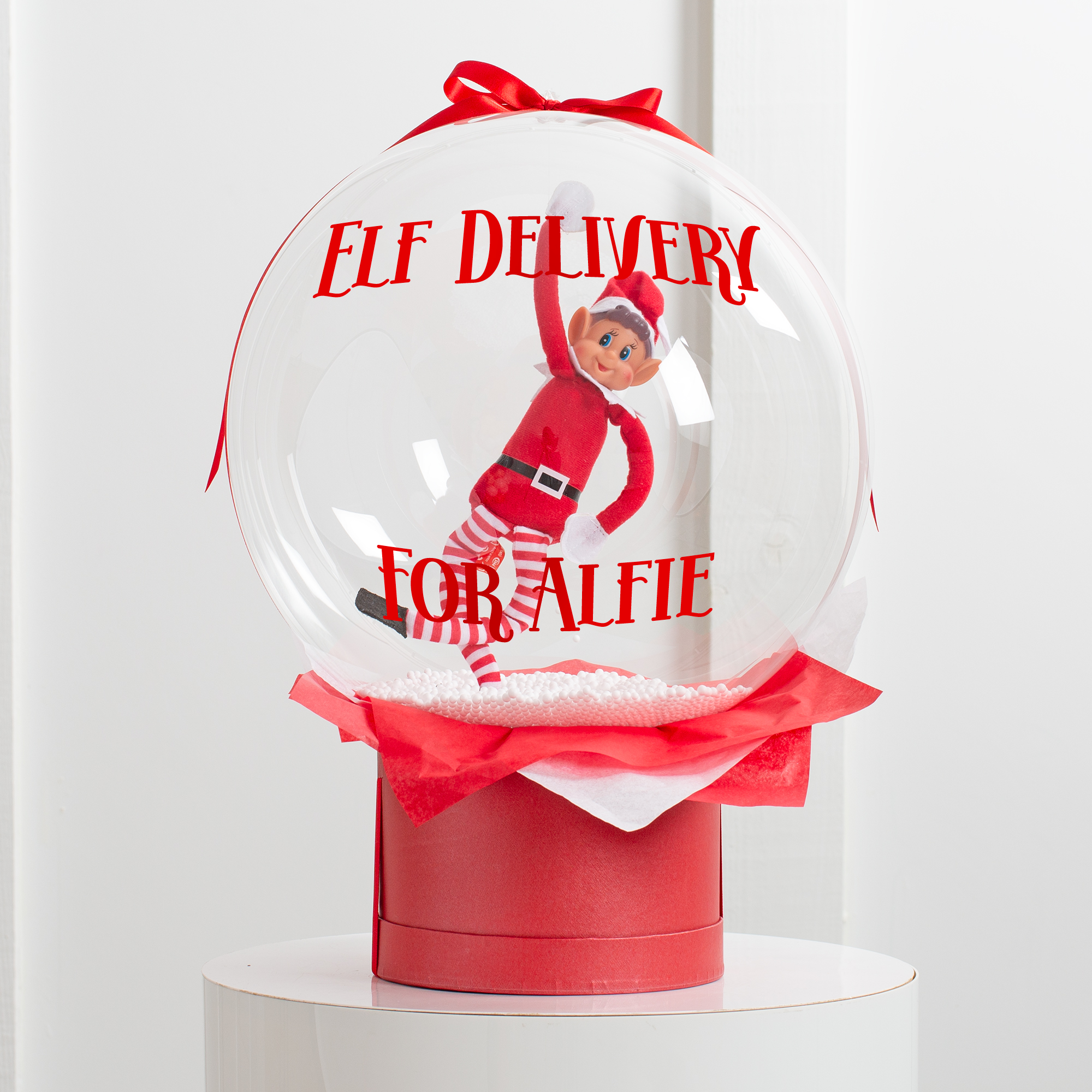 Personalised Elf on the Shelf in a Bubble Balloon - DELIVERED INFLATED!