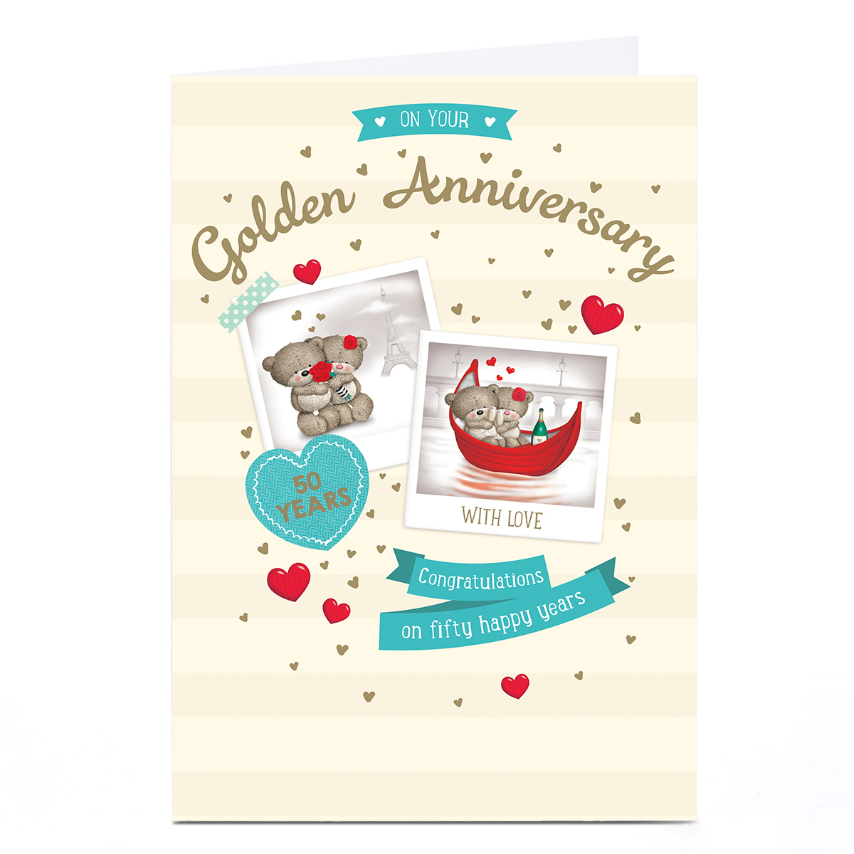 Personalised Hugs 50th Anniversary Card - Golden Anniversary, 50 Happy Years