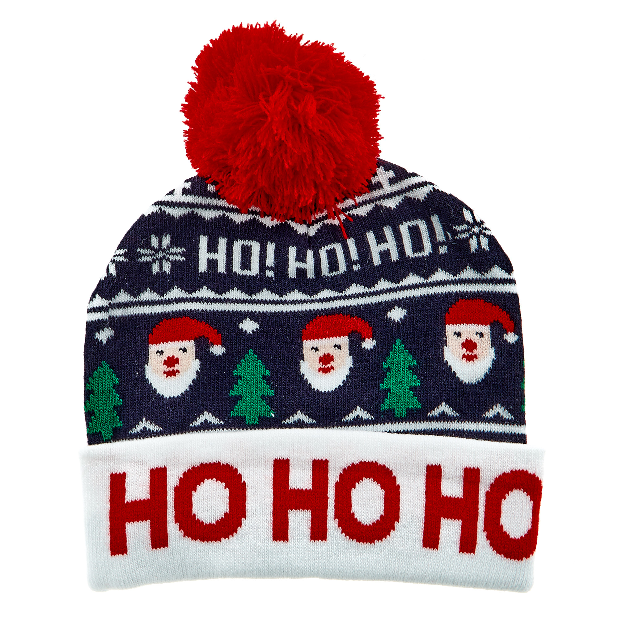 Ho Ho Ho Knitted Christmas Bobble Hat