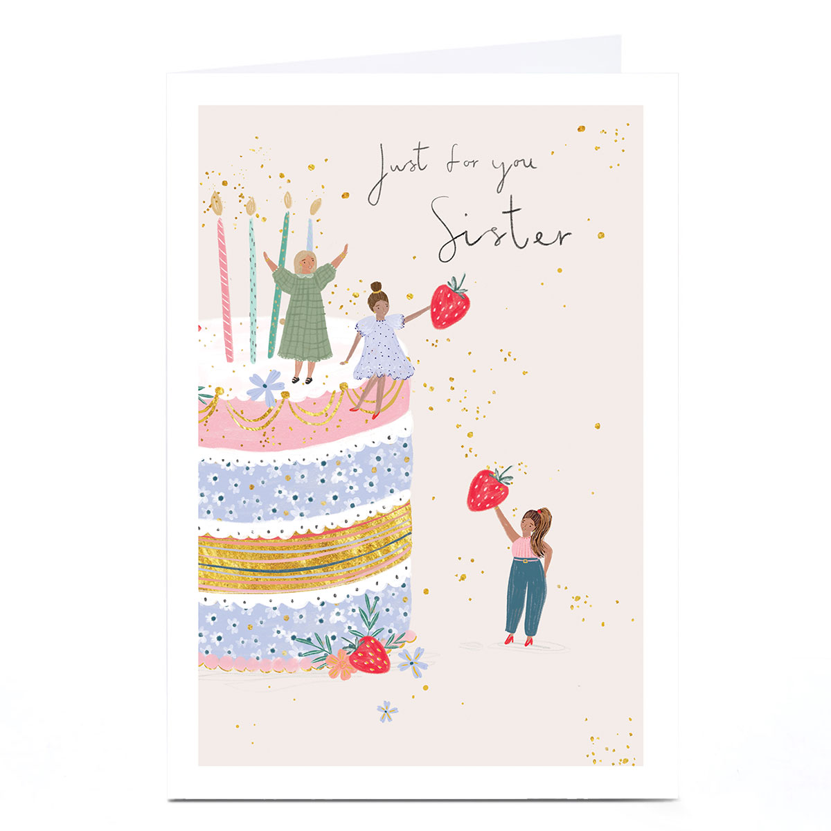 Personalised Birthday Card - Strawberry Cake, Sister