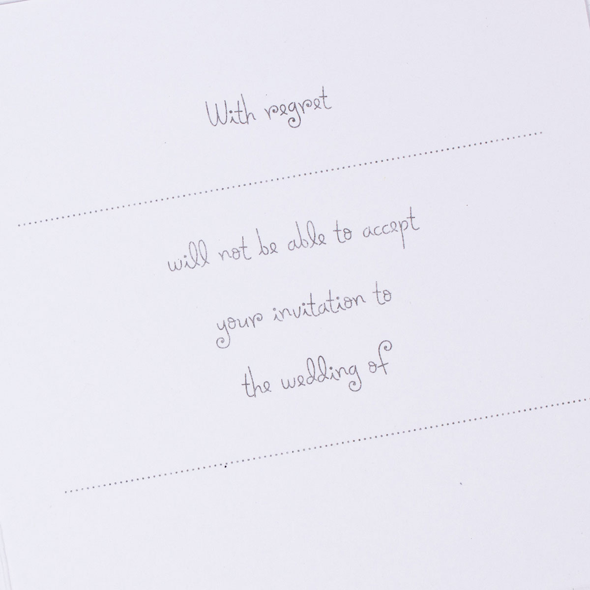 Hugs Wedding Invite Regret Response Card