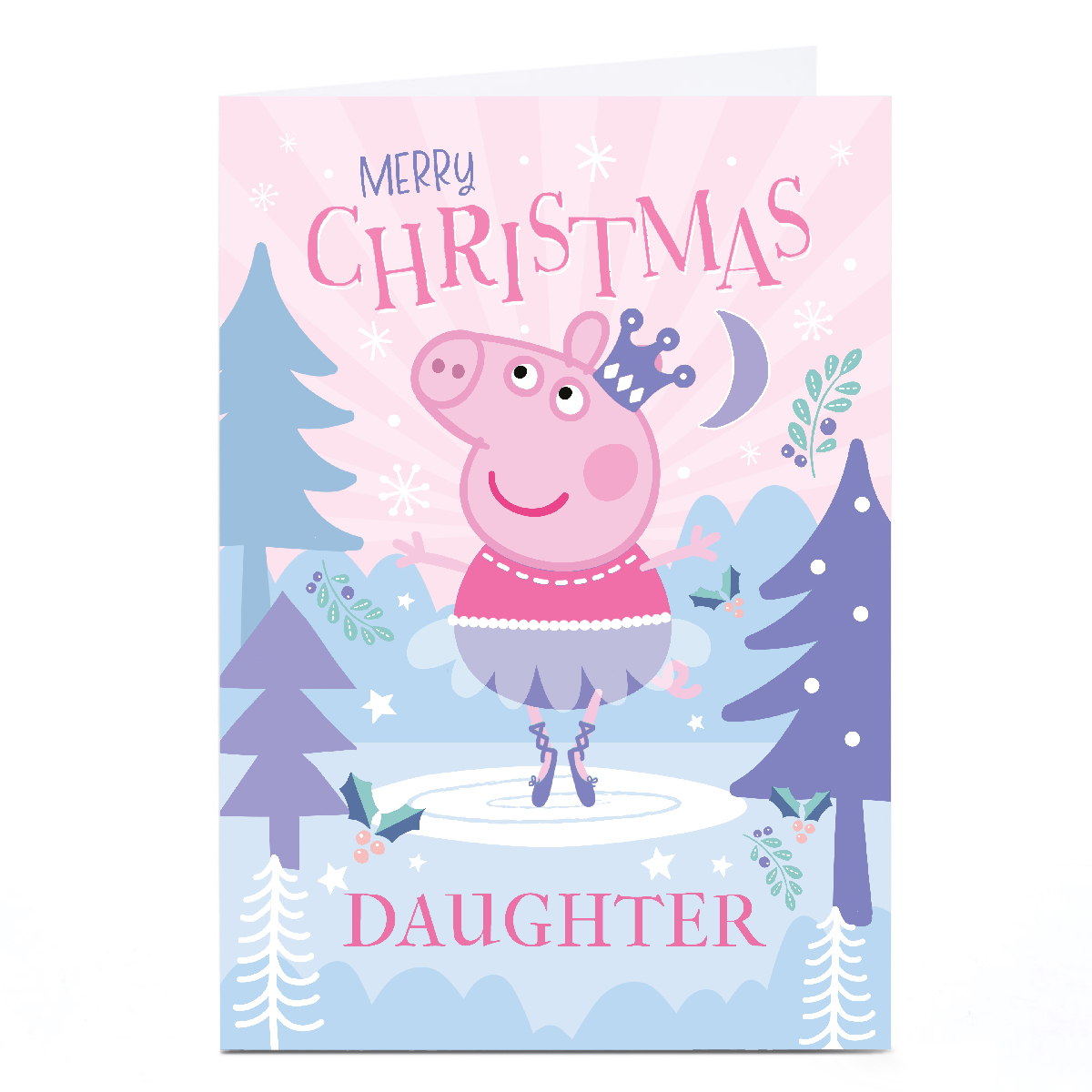 Personalised Peppa Pig Christmas Card - Peppa Ice Skating, Daughter