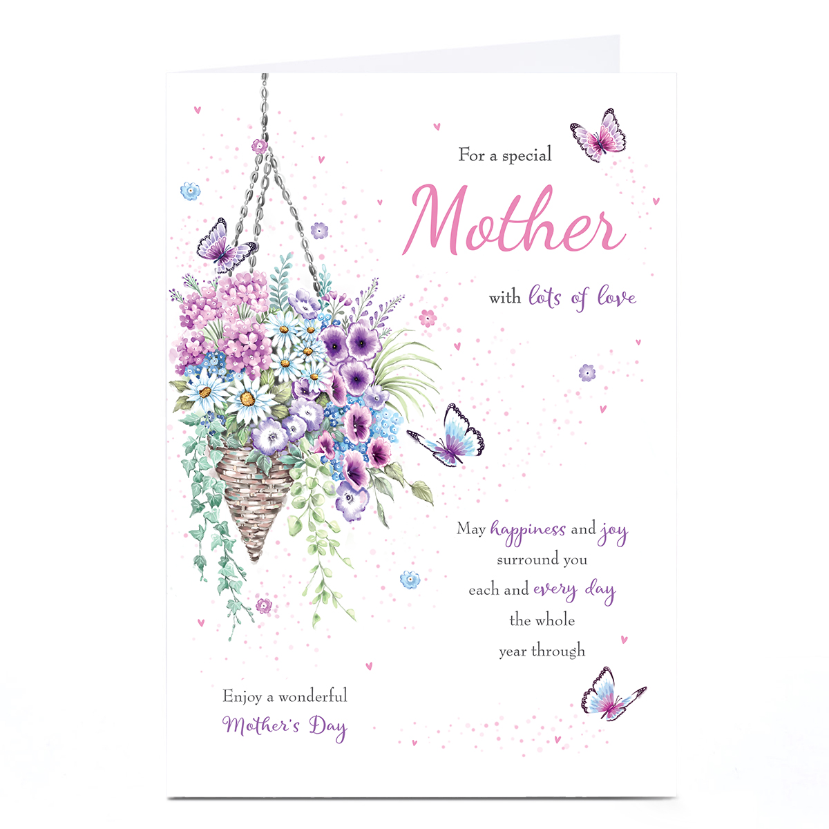 Personalised Mother's Day Card - Butterfly Hanging Basket, Special Mother