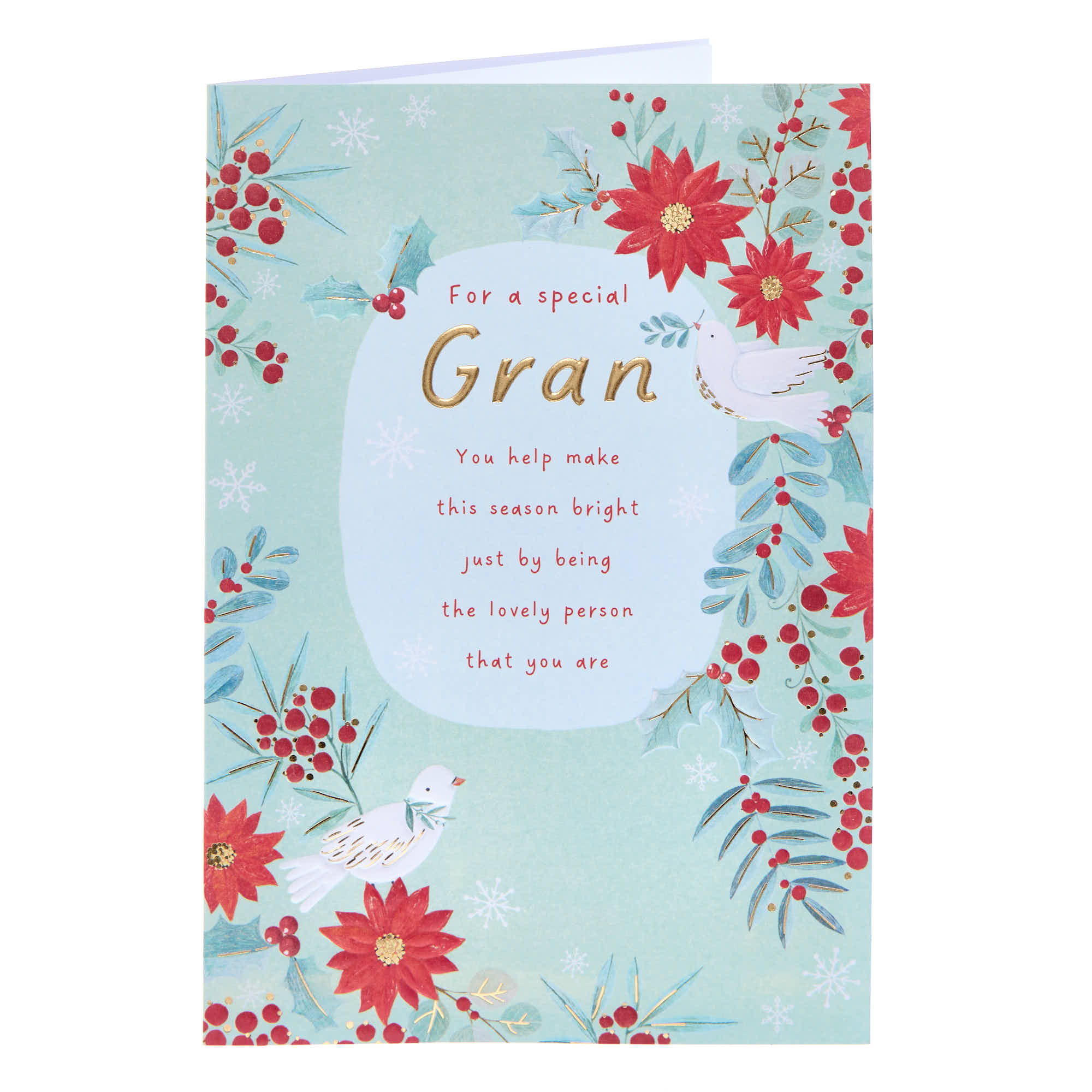 Special Gran Red Flowers Christmas Card