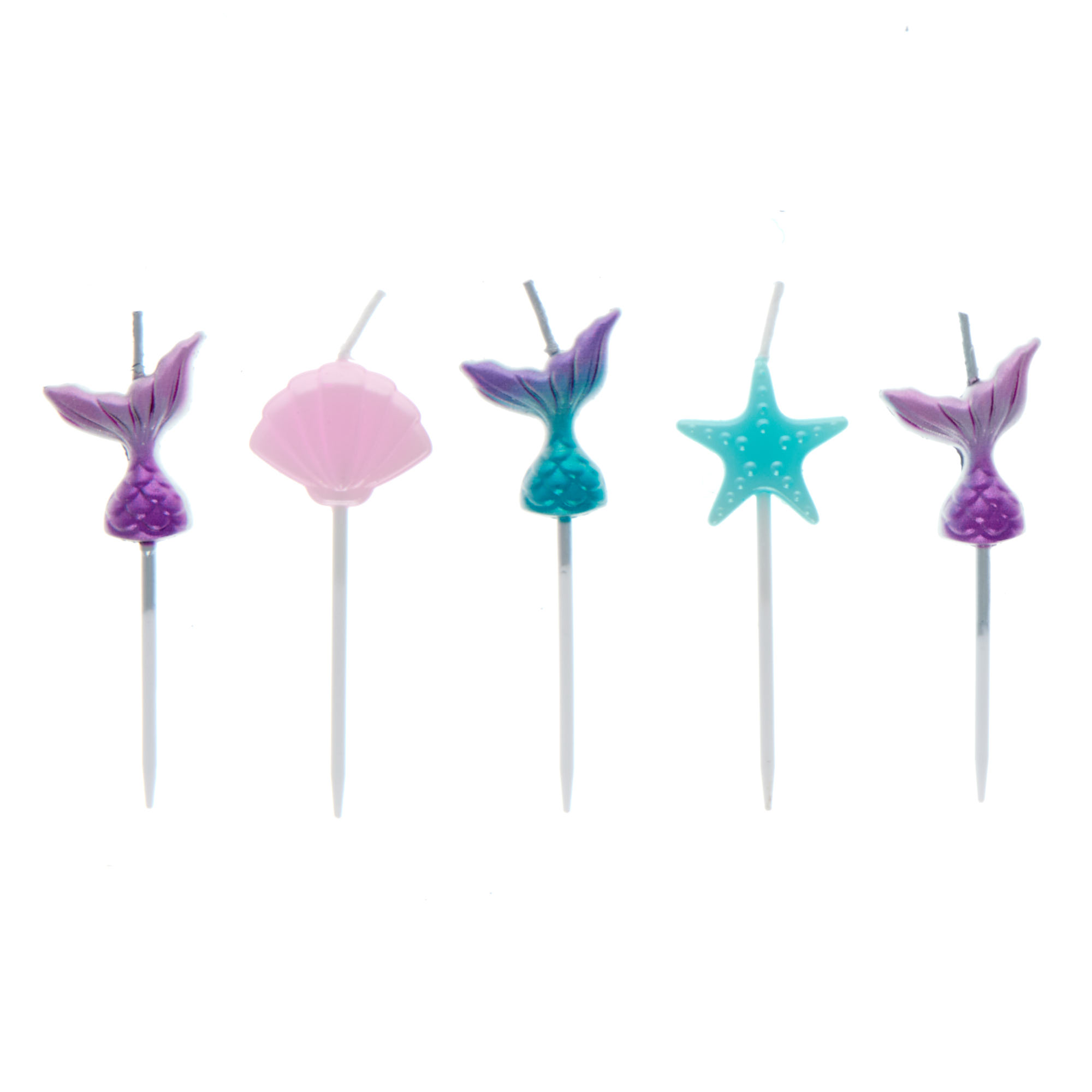 Mermaid Pick Cake Candles - Pack of 5