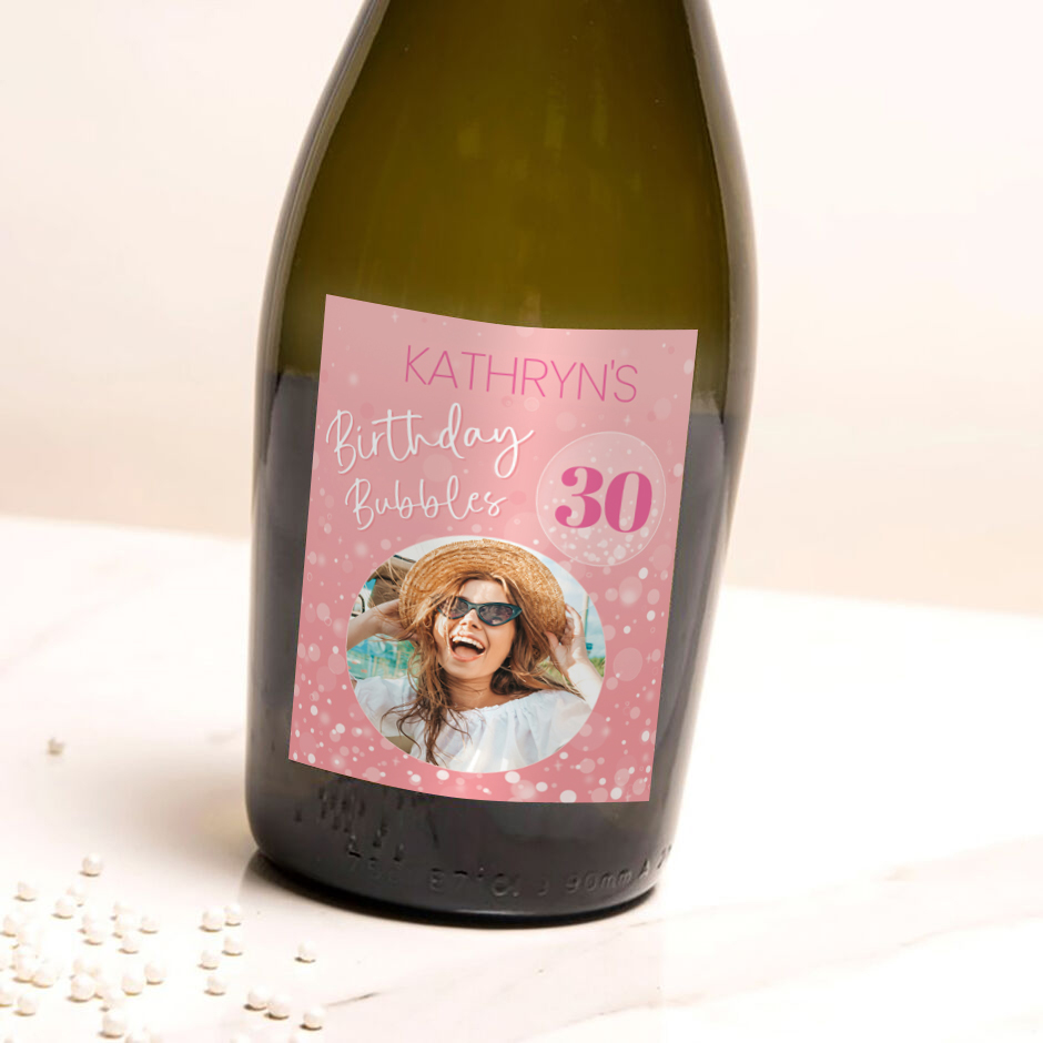 Personalised Pink Photo Happy Birthday Prosecco