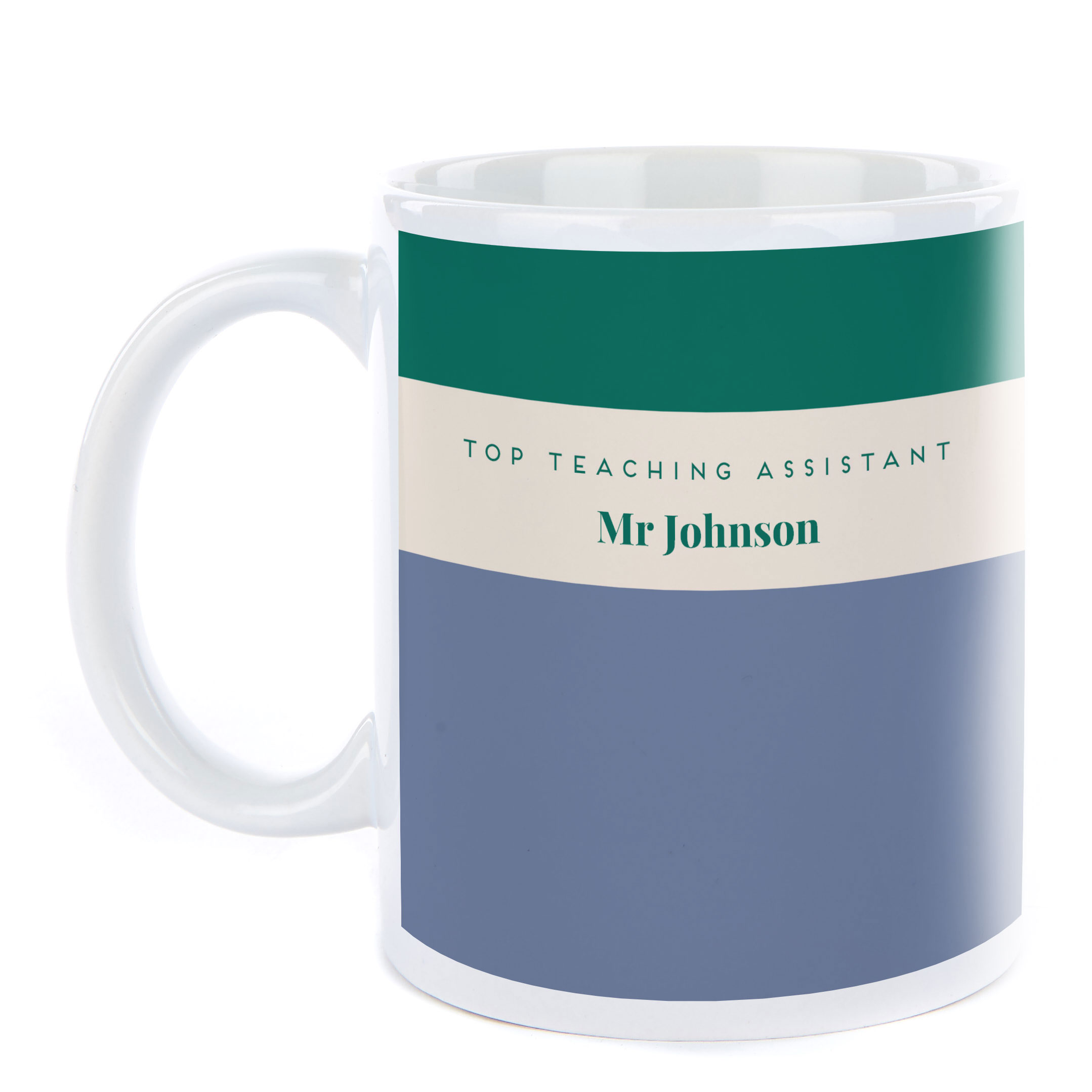 Personalised Thank You Teacher Mug - Green Stripes