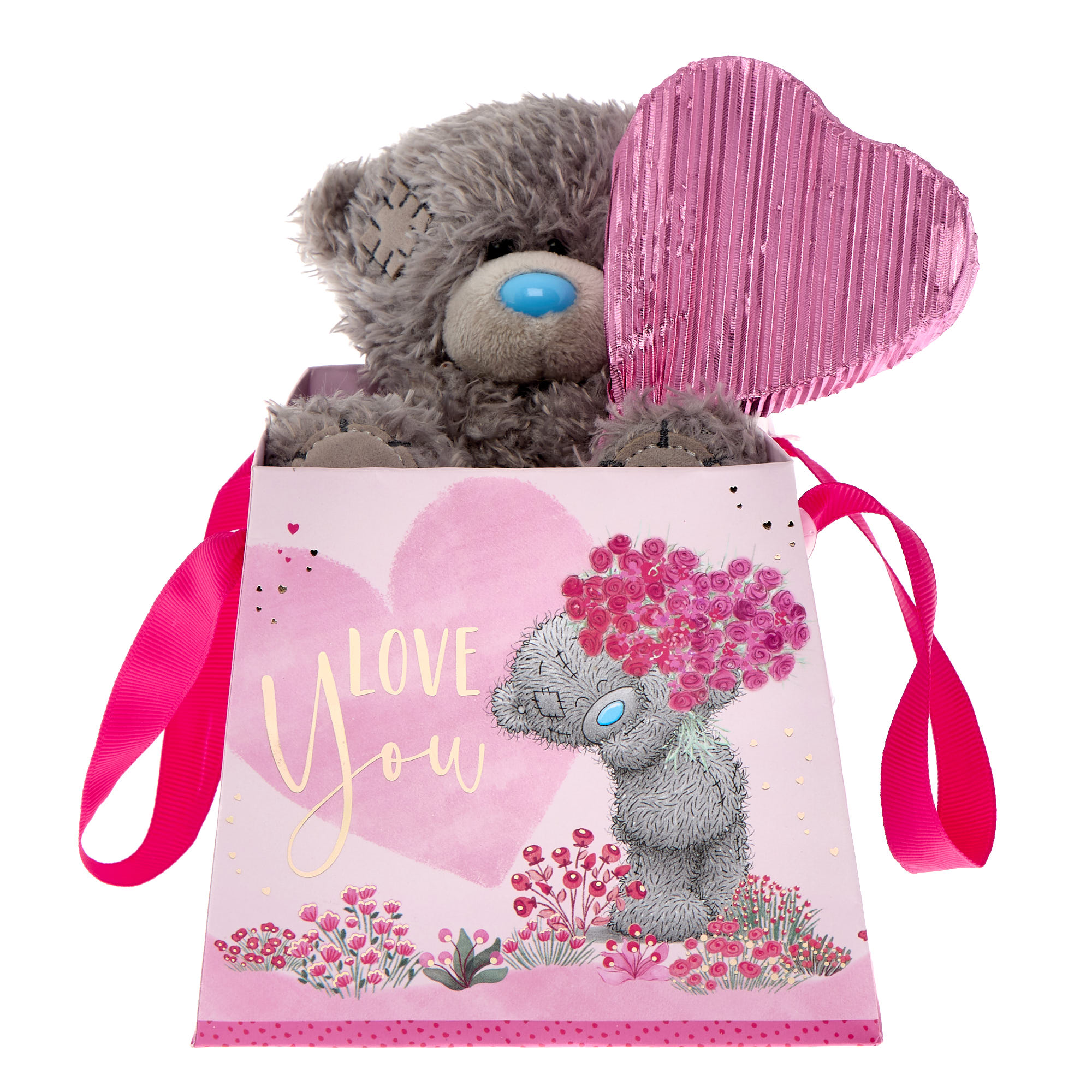 Love You Tatty Teddy Bear & Chocolate Lollipop in a Bag