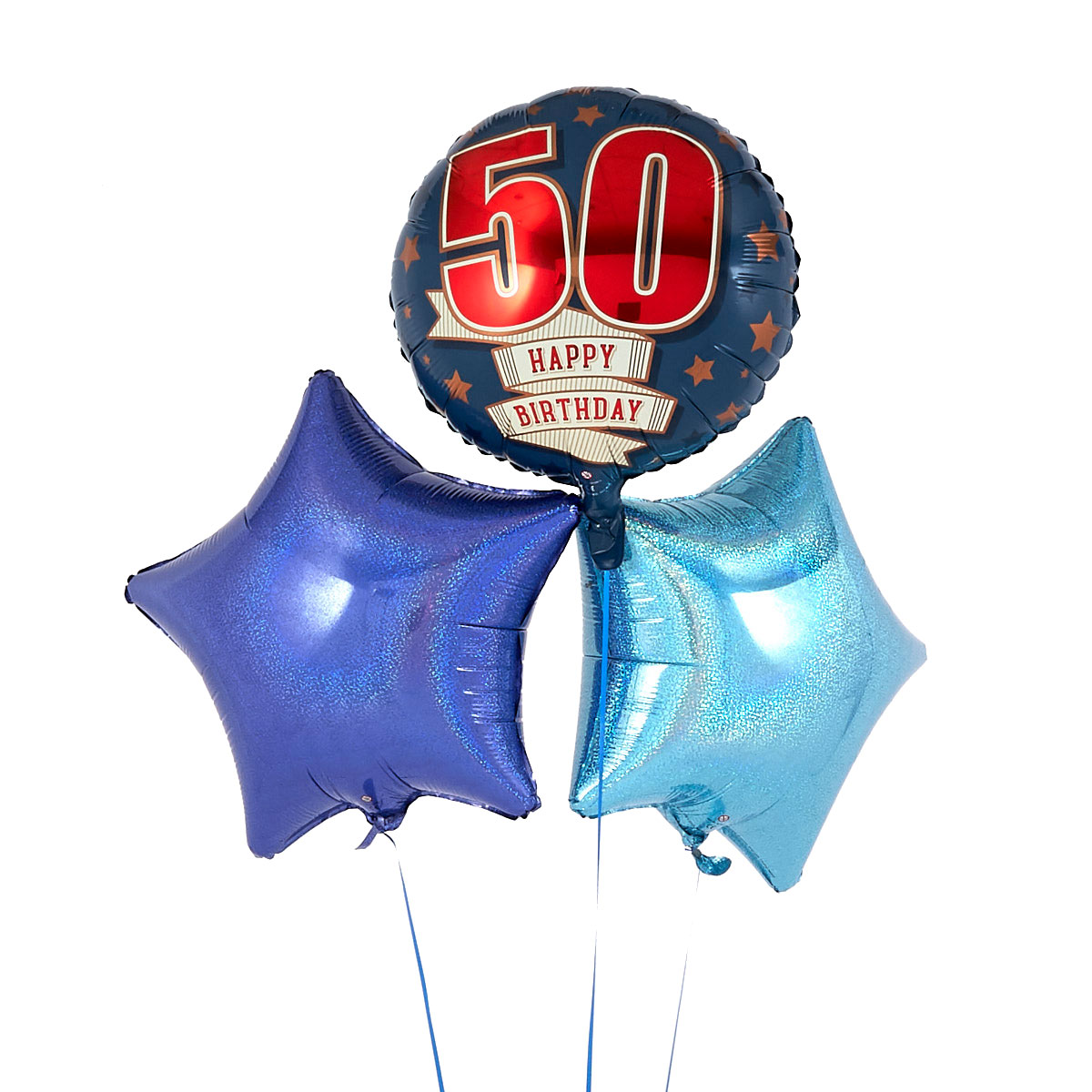 50th Birthday Blue Balloon Bouquet - DELIVERED INFLATED!