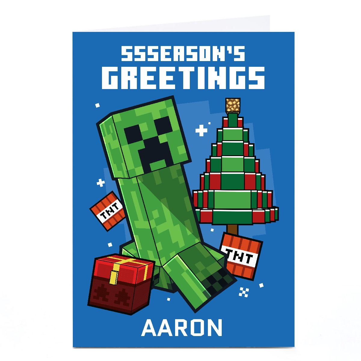 Personalised Minecraft Christmas Card - Ssseason's Greetings, Any Name