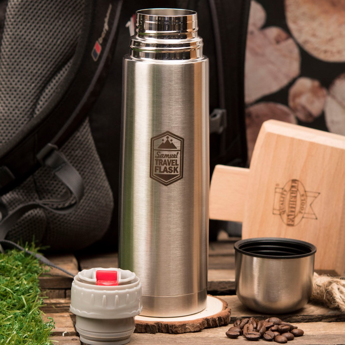 Personalised Engraved Stainless Steel Vacuum Flask - Travel Flask