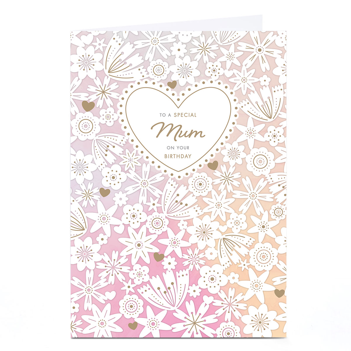 Personalised Birthday Card - Ombre Heart and Flowers, Mum