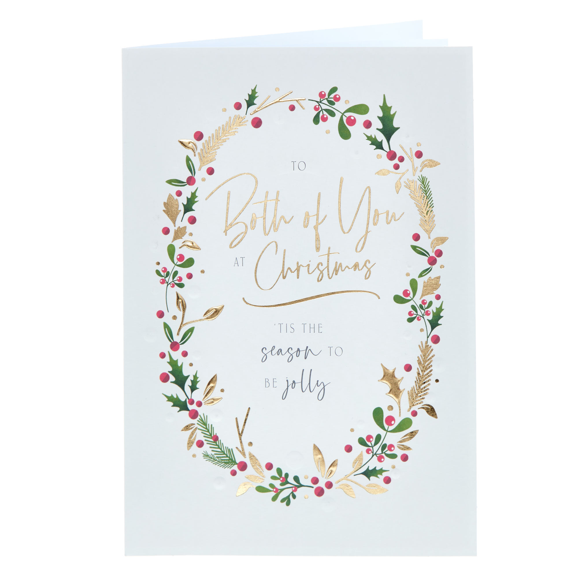 To Both Of You Holly Wreath Christmas Card