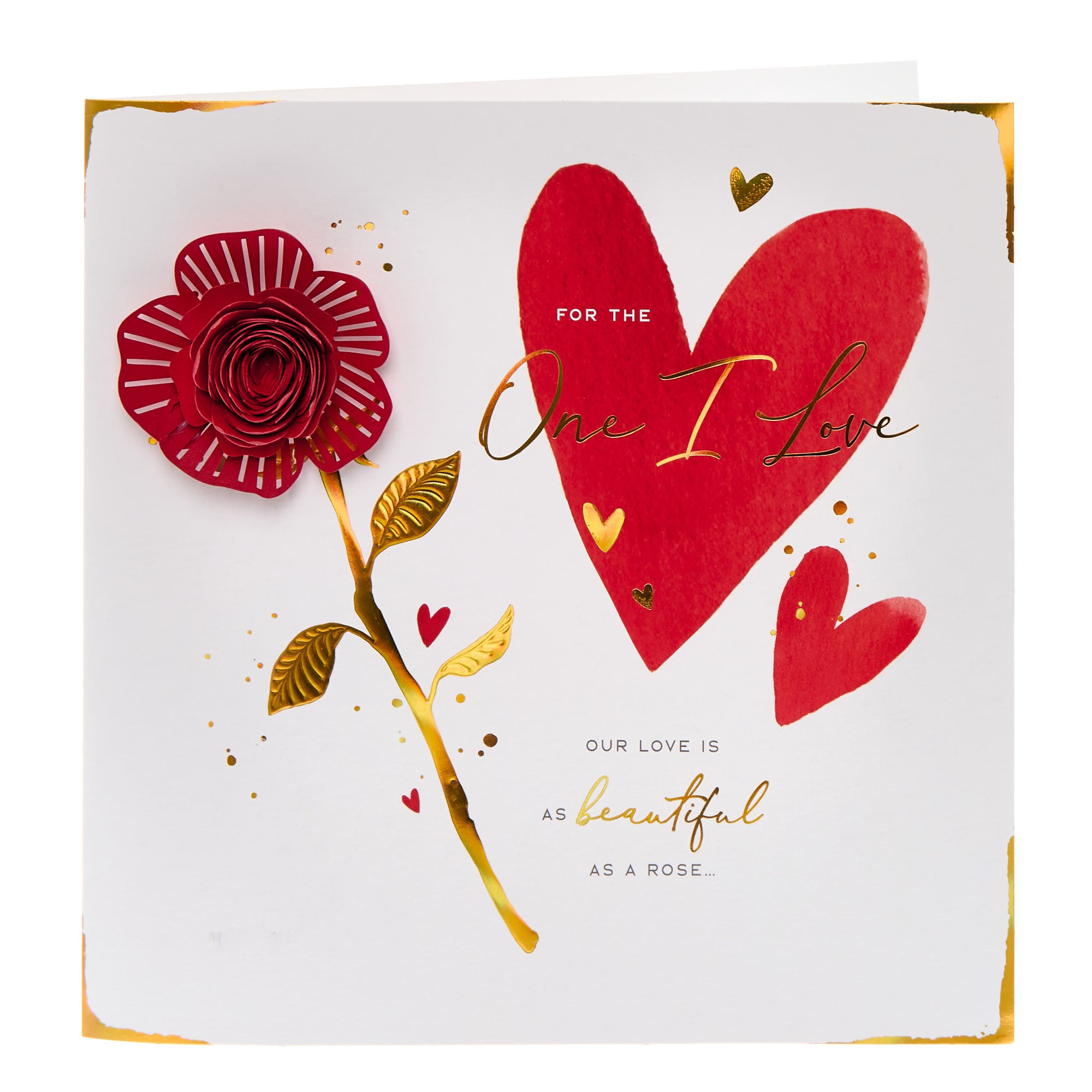 For The One I Love Red Rose Luxury Boxed Valentine's Day Card