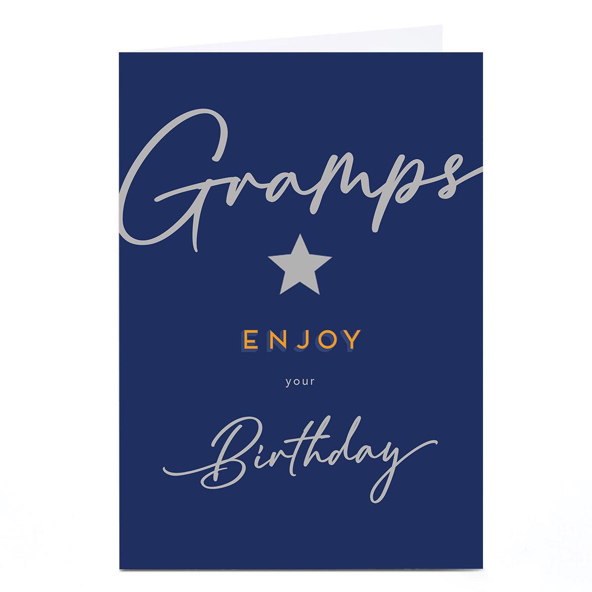 Personalised Birthday Card - Navy and Silver Star, Gramps