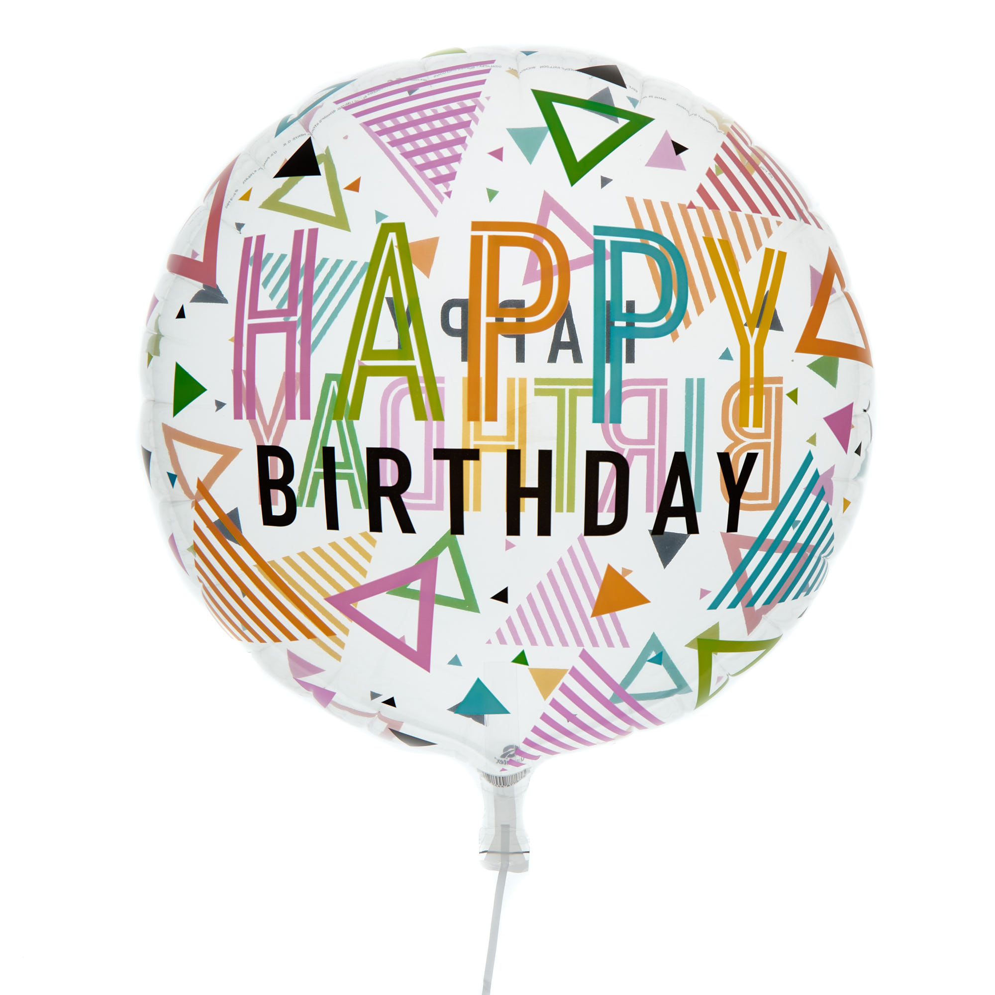 22-Inch Happy Birthday Triangles Bubble Balloon - DELIVERED INFLATED!