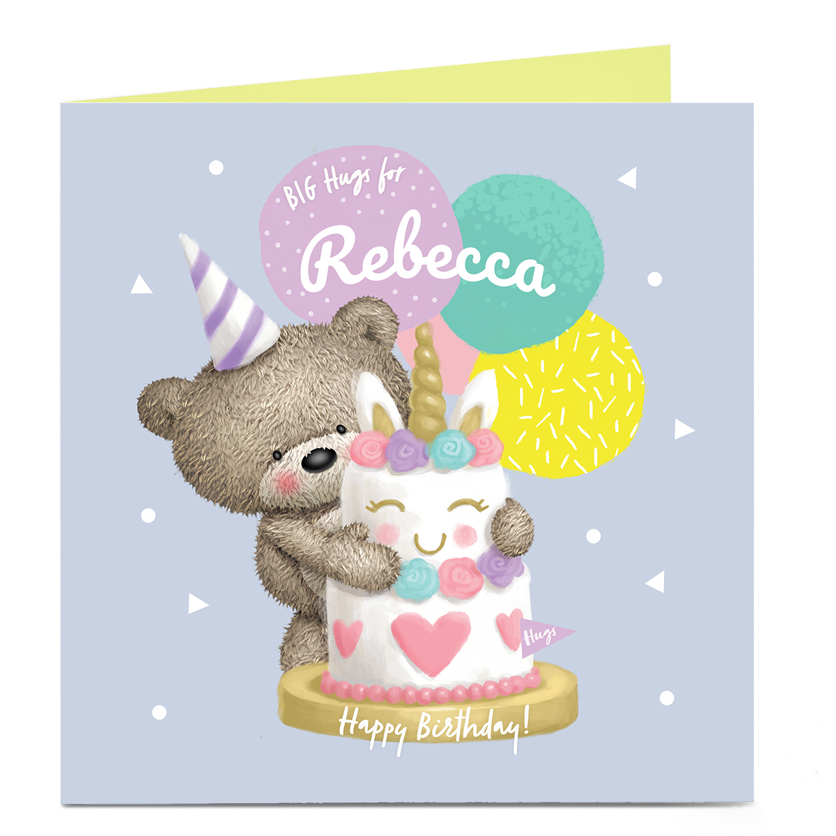 Personalised Hugs Bear Birthday Card - Cake & Balloons