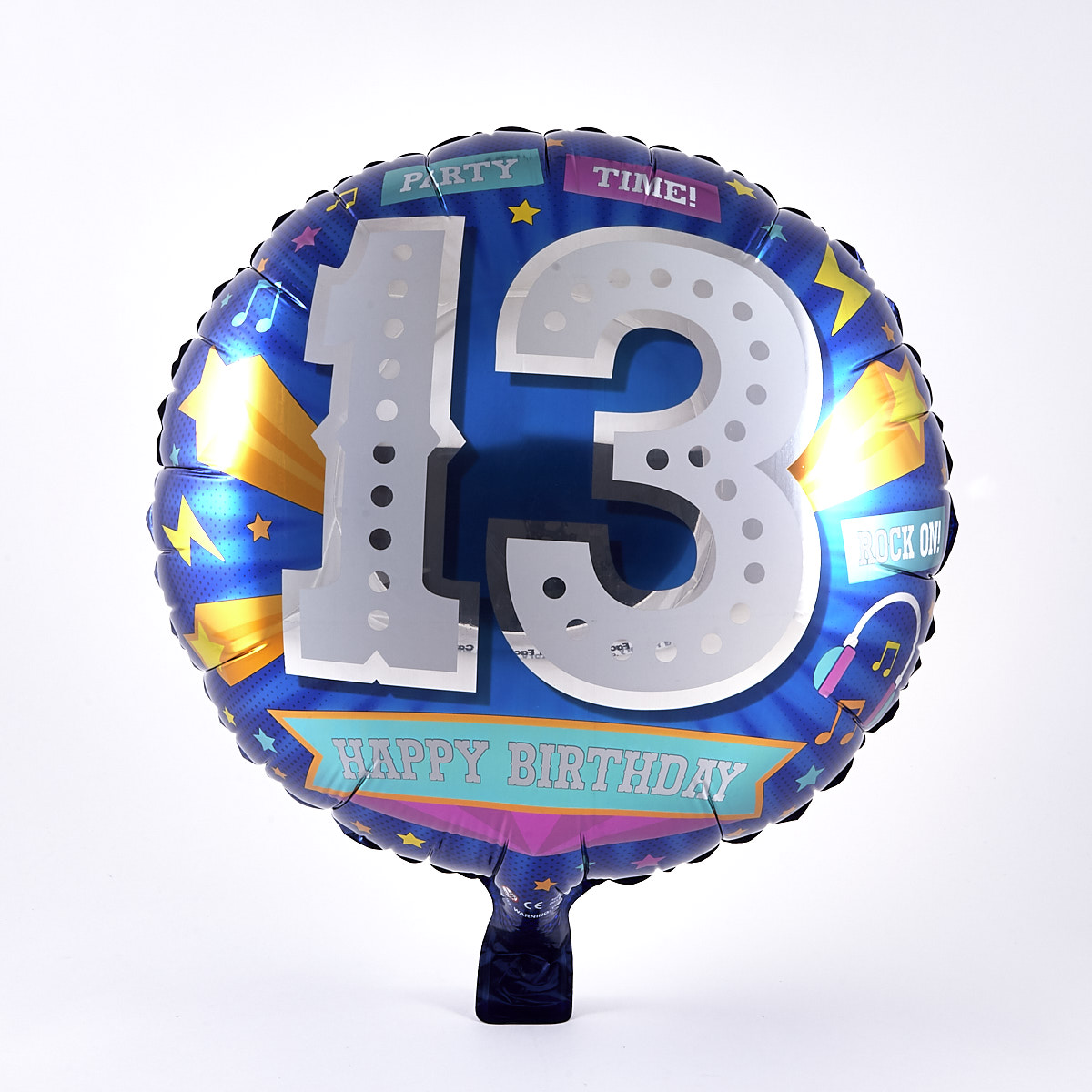 13th Birthday Blue Party Time Foil Helium Balloon