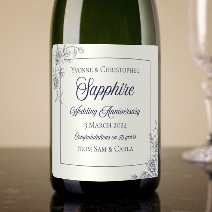 Personalised 45th Wedding Anniversary Cava - Sapphire