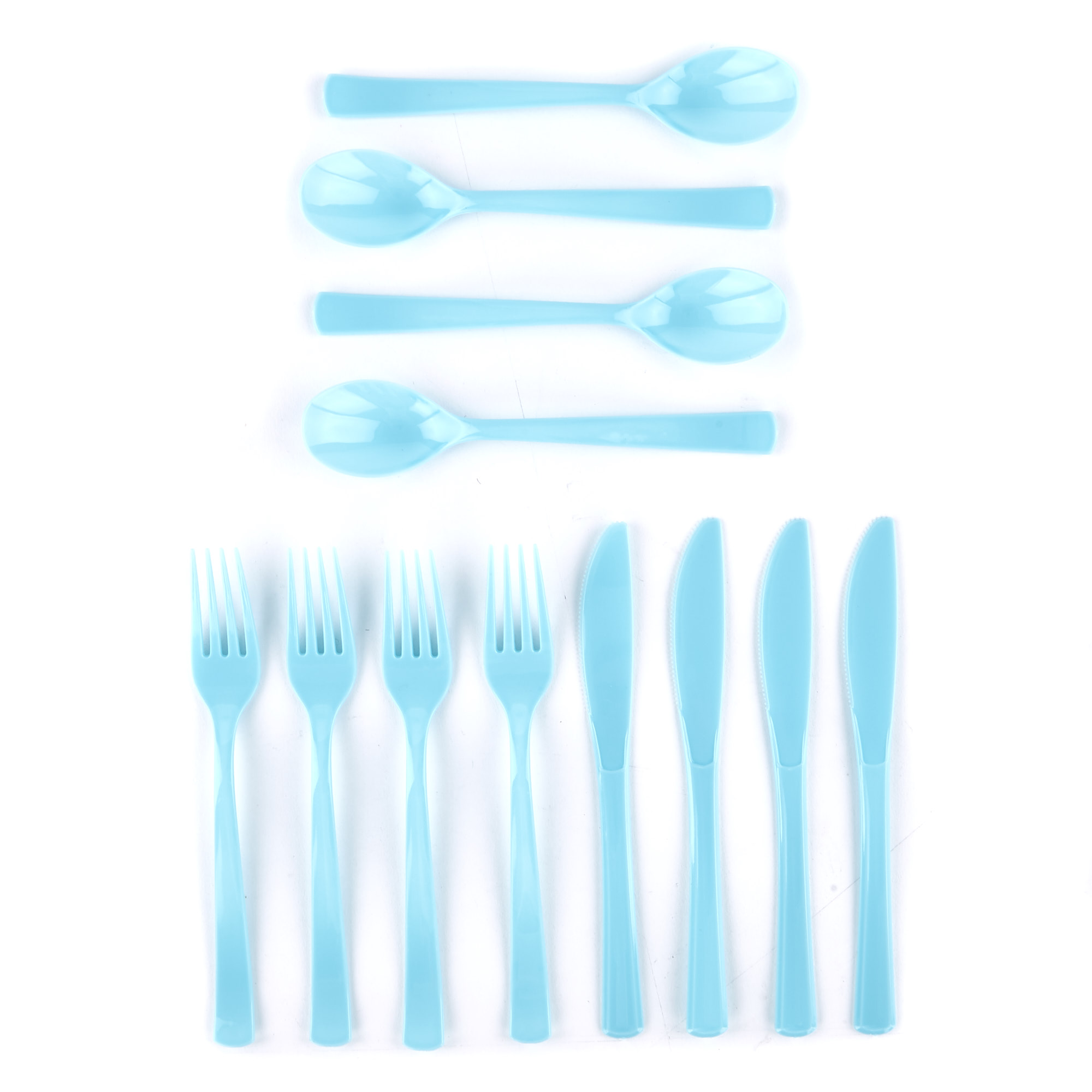 Reusable Baby Blue Plastic Cutlery Set 