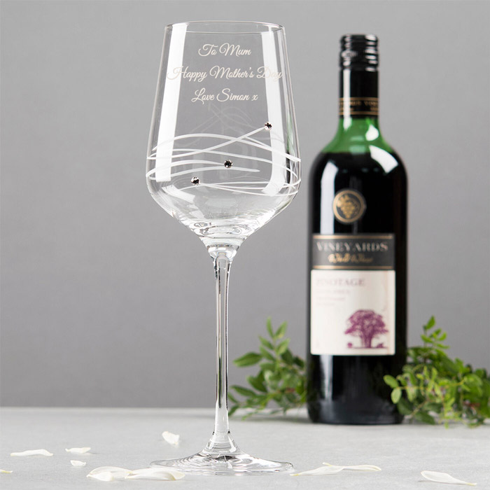 Personalised Swarovski Elements Diamante Wine Glass - Mother's Day