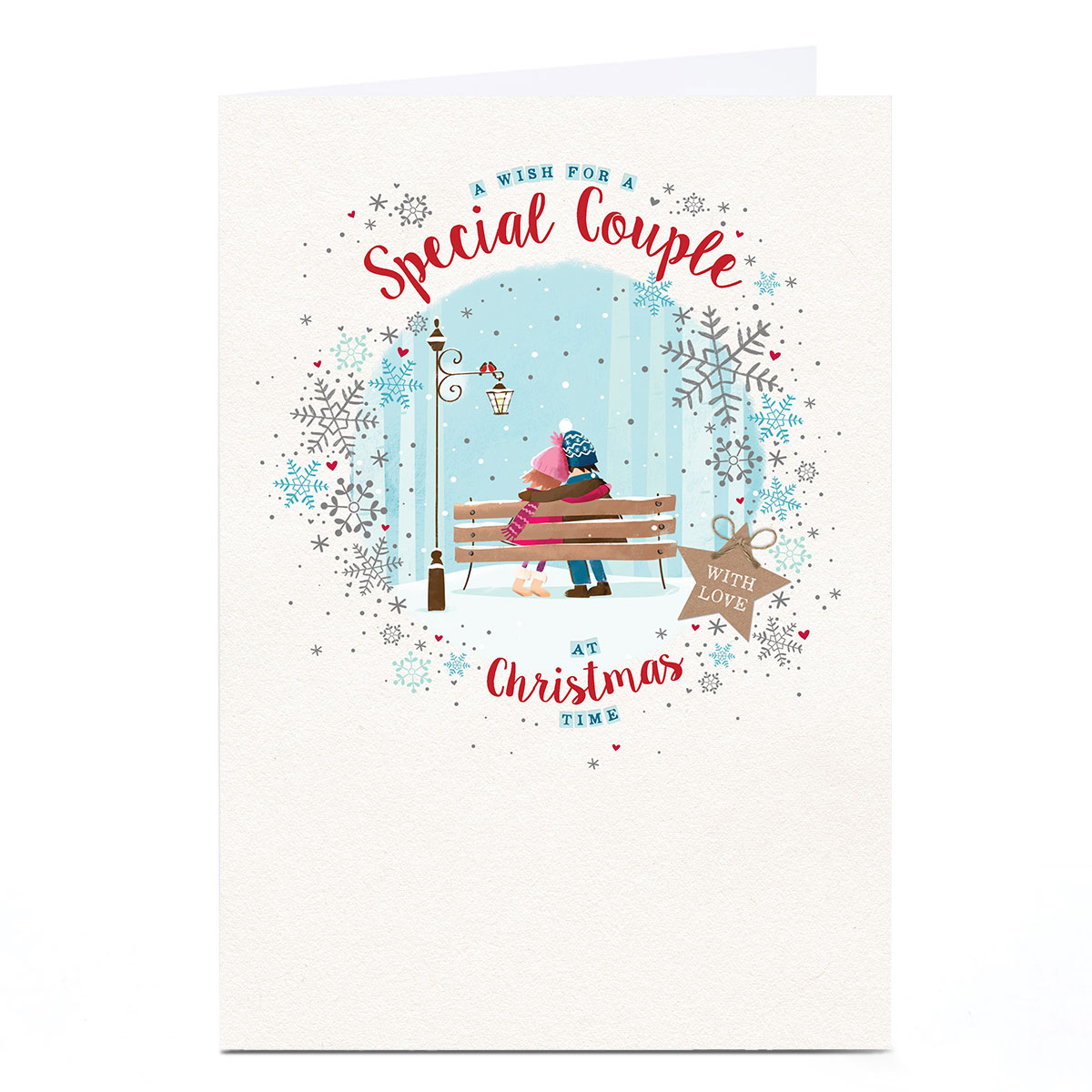 Personalised Christmas Card - Christmas Bench, For a Special Couple