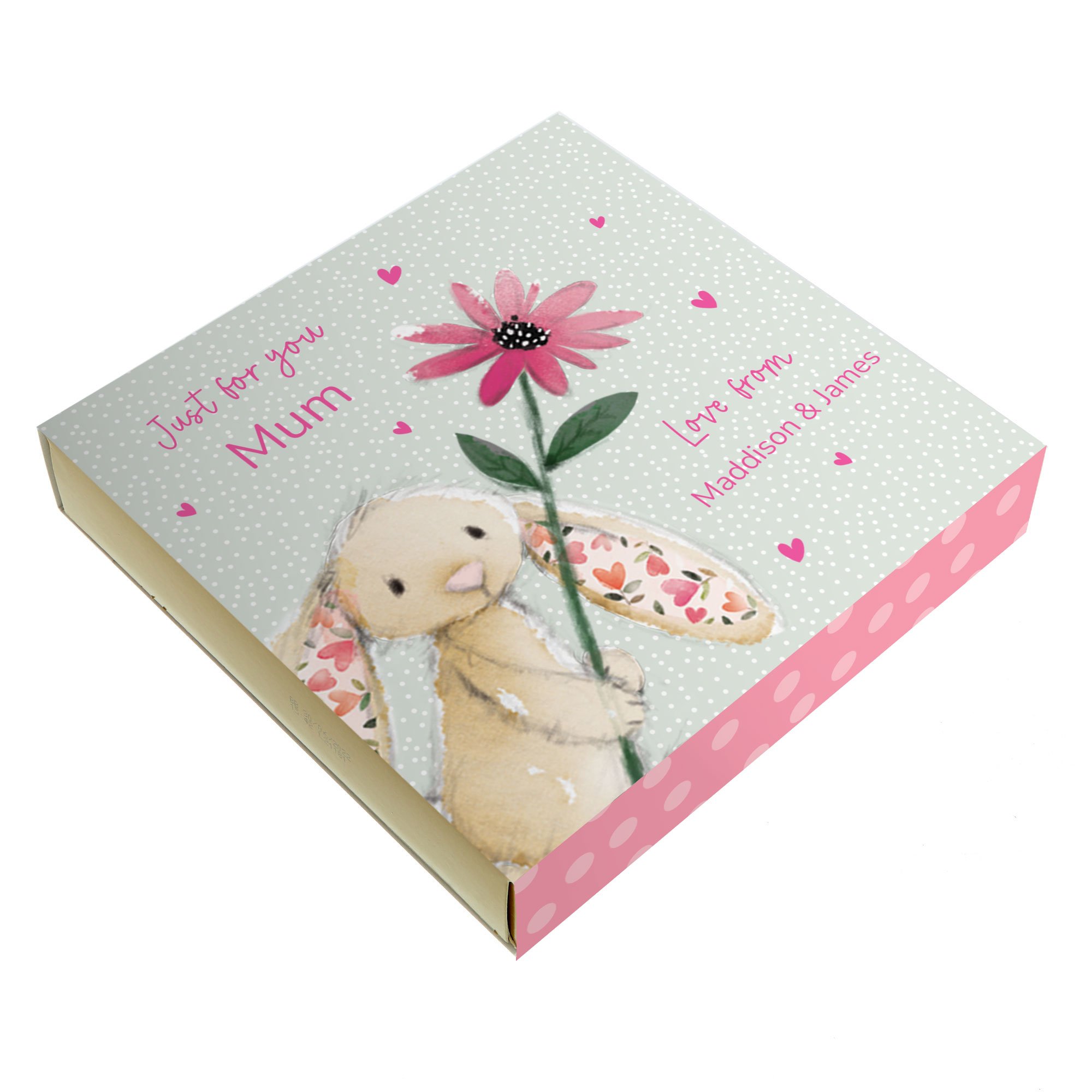 Personalised Belgian Chocolates - Bunny With Flower