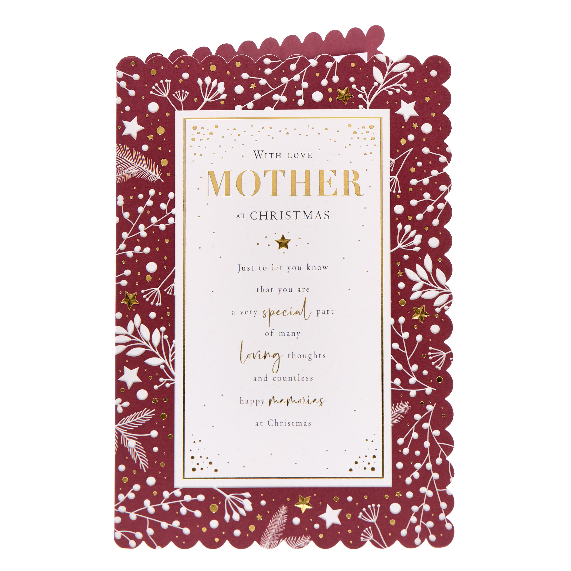 With Love Mother Red & White Border Christmas Card