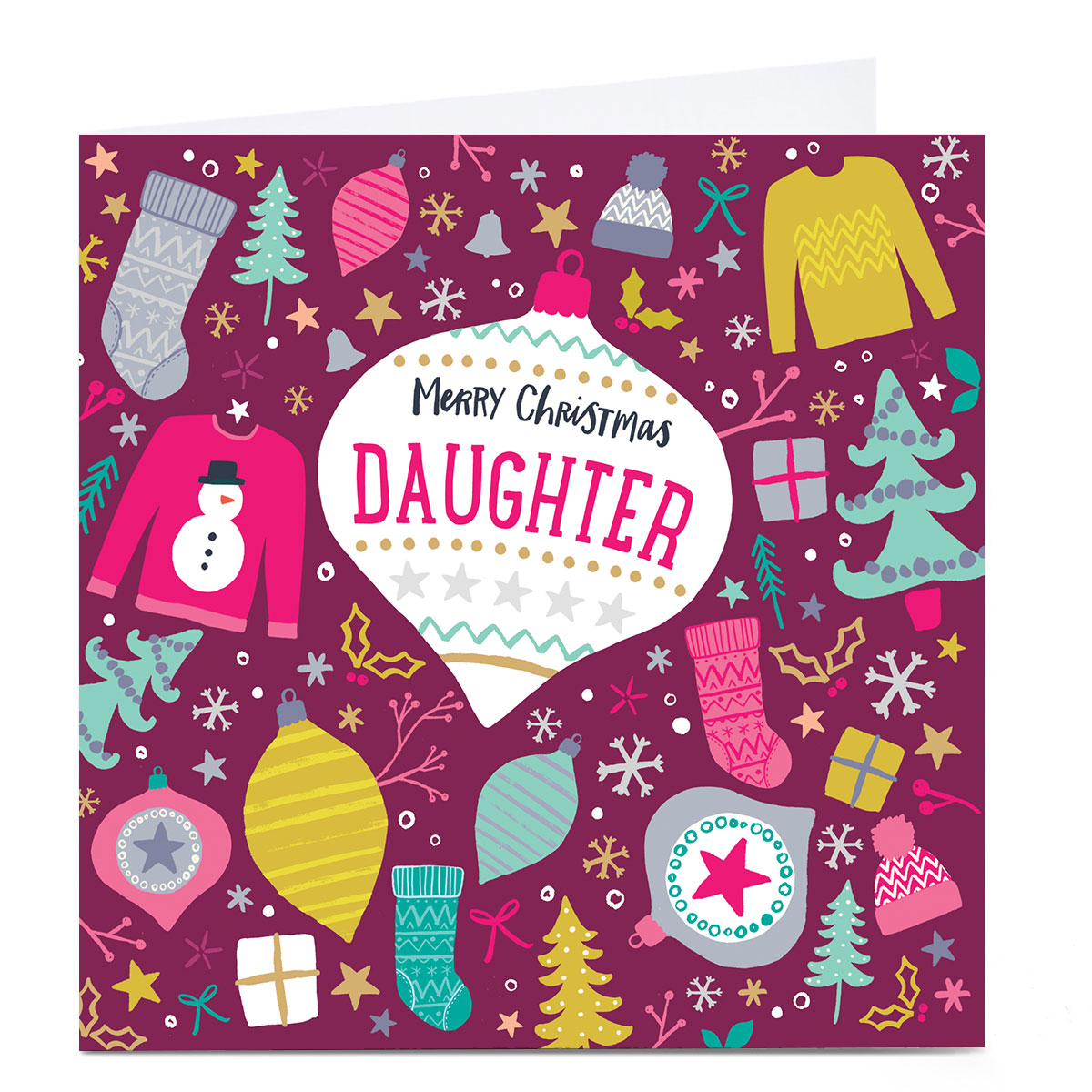 Personalised Christmas Card - Pink Festive Items, Daughter