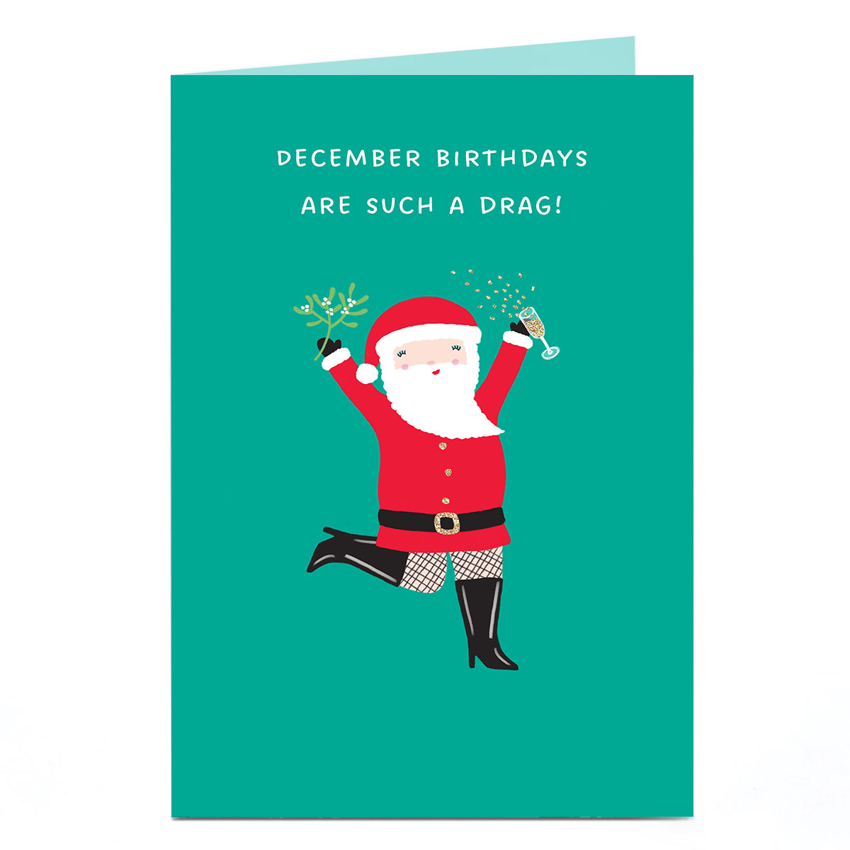 Personalised December Birthday Card - Santa Drag