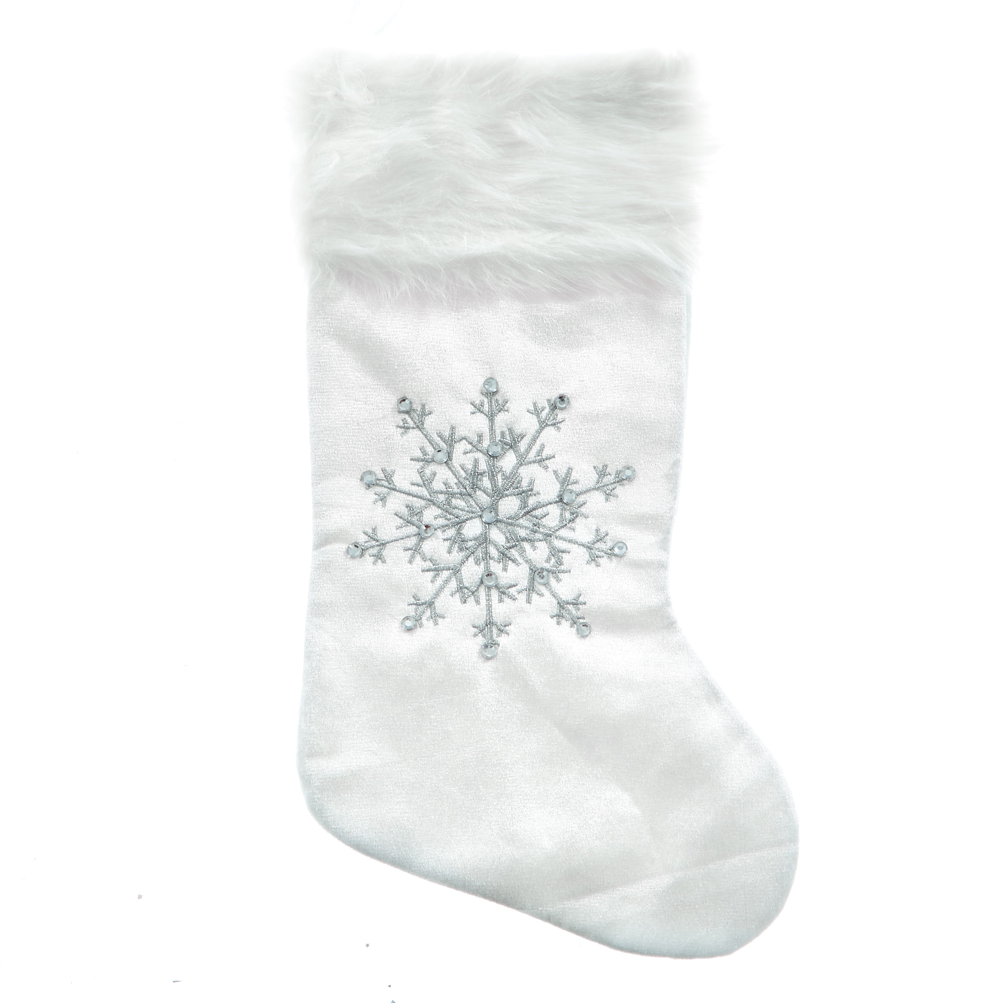 Silver & White Snowflake Christmas Stocking