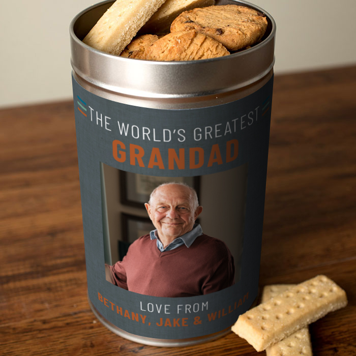 Photo Personalised Tin with Biscuits - World's Greatest Grandad