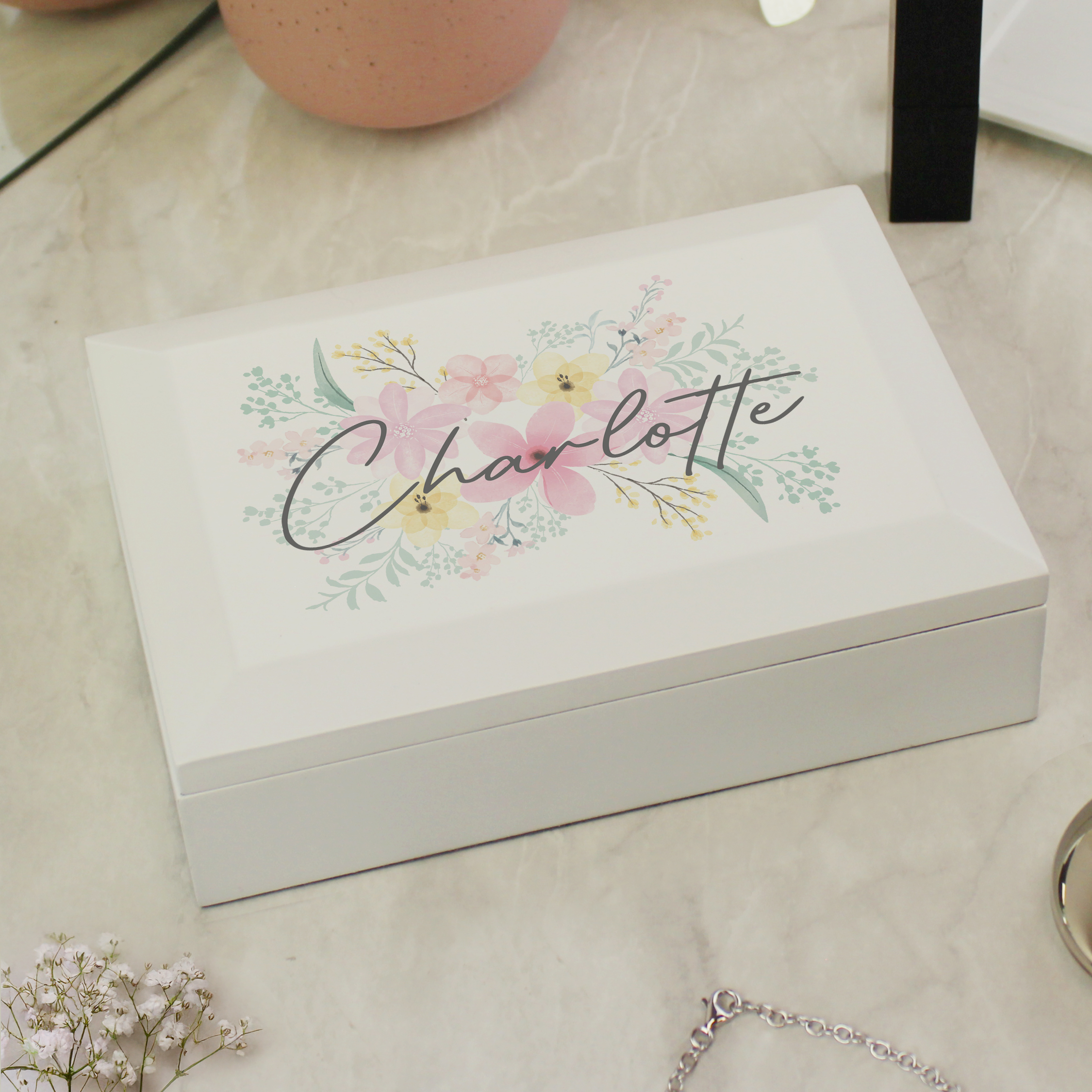 Personalised Watercolour Jewellery Box