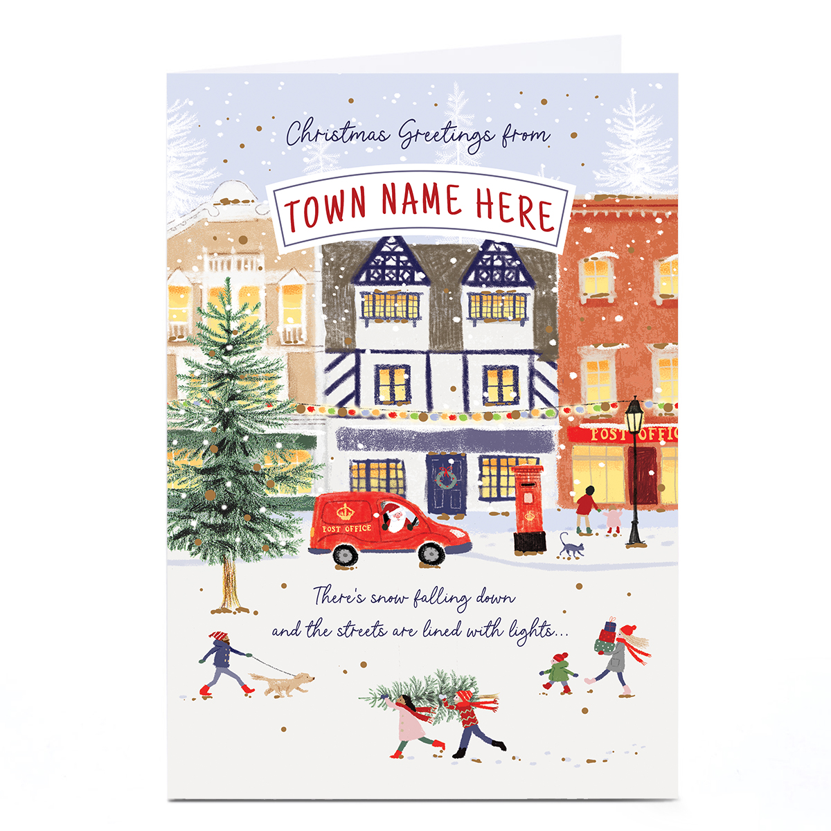 Personalised Old Town Christmas Card - Christmas Greetings From the Town