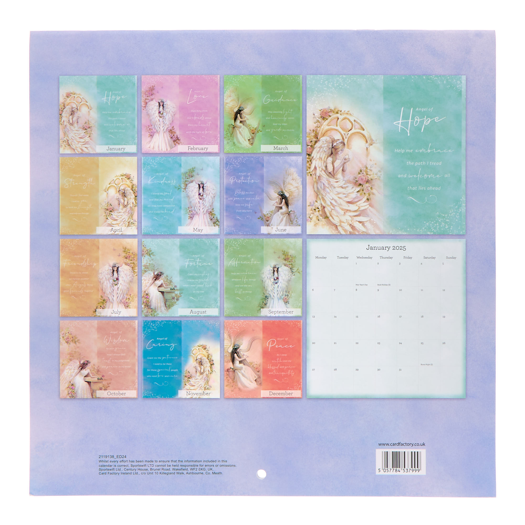 May Angels Watch Over You 2025 Square Calendar