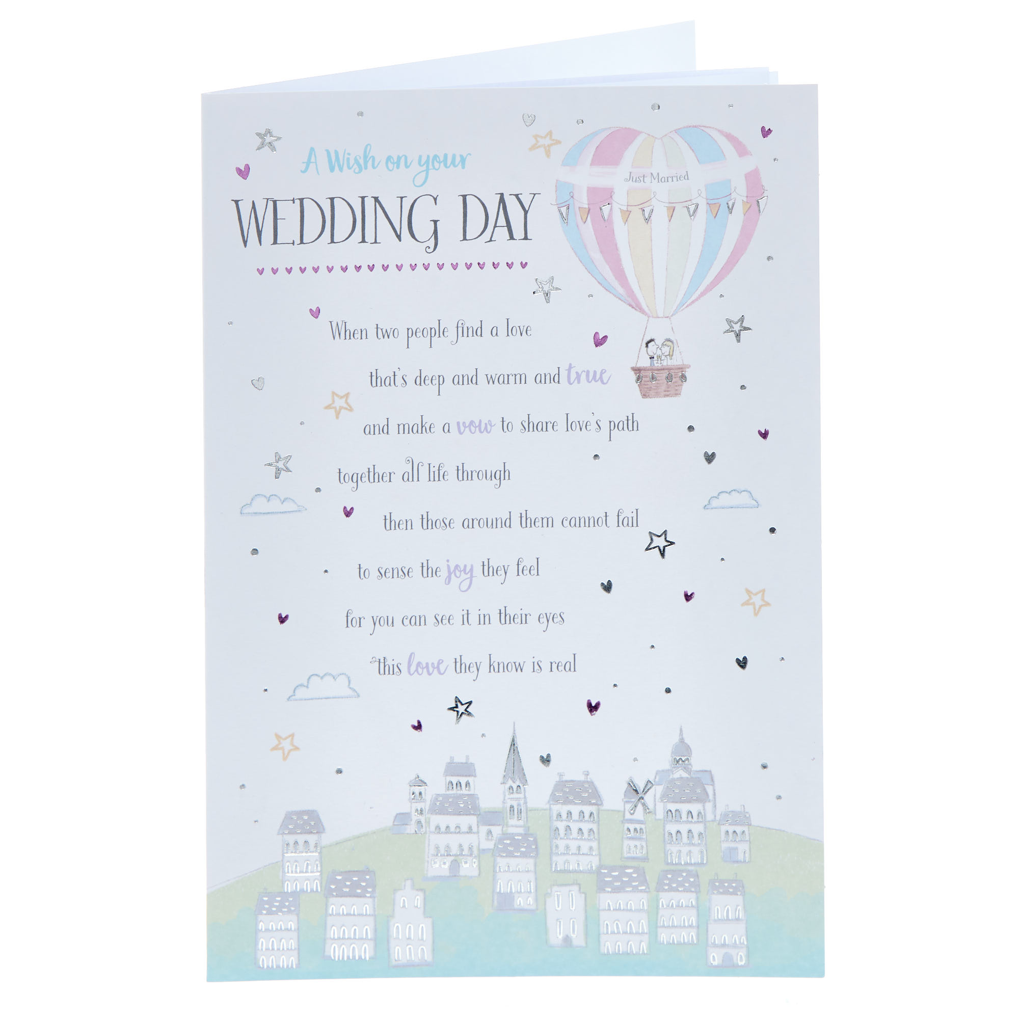 Just Married Hot Air Balloon Wedding Card