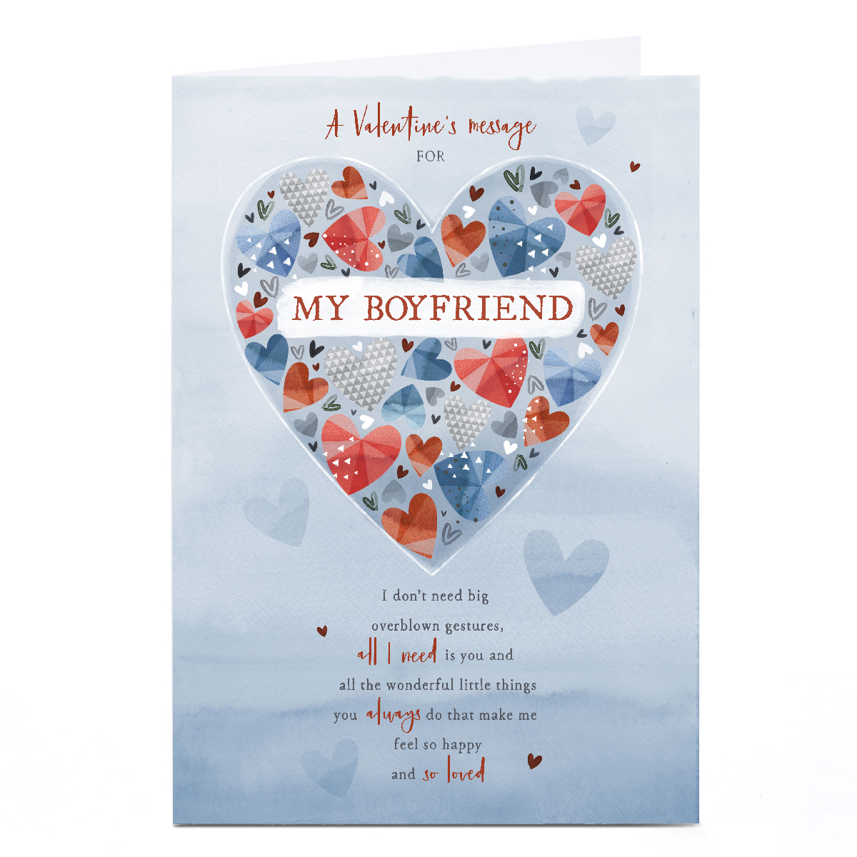 Personalised Valentine's Day Card - Valentine's Message, Boyfriend