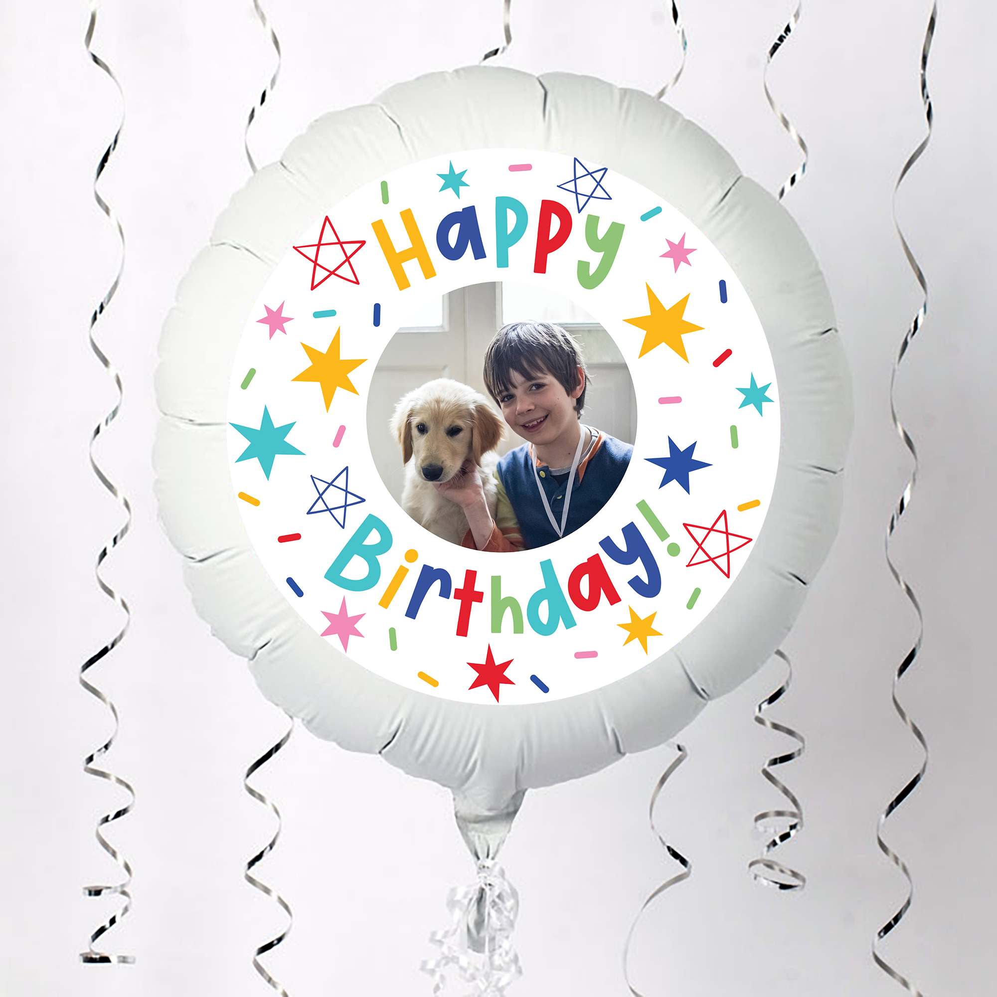 Photo Upload Large Helium Balloon - Bright Happy Birthday