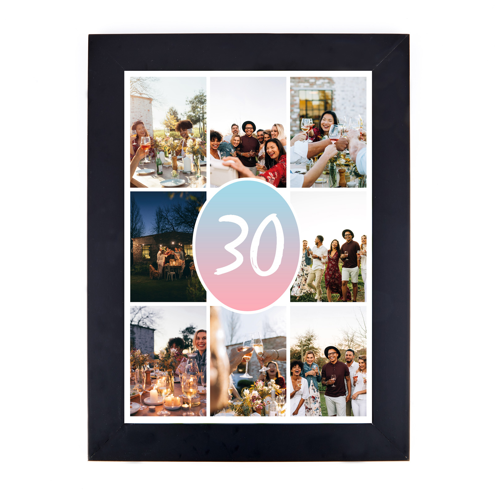 Personalised Milestone Age Photo Print - Pink & Blue Gradient, Editable Age