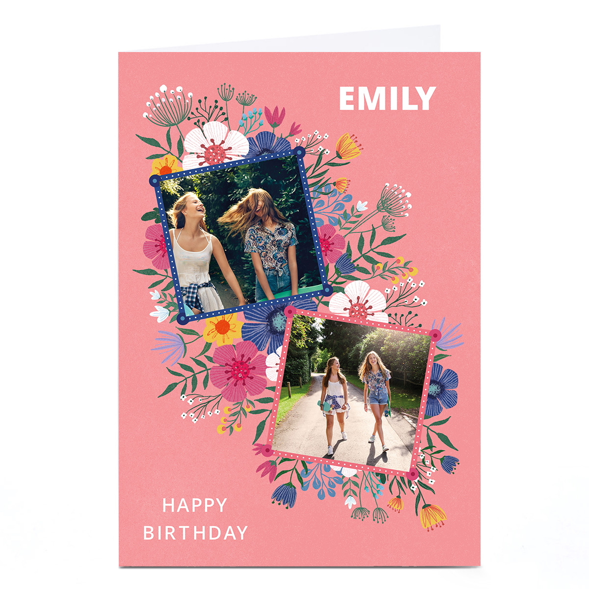 Photo Dalia Clark Birthday Card Card - Floral Frames Pink