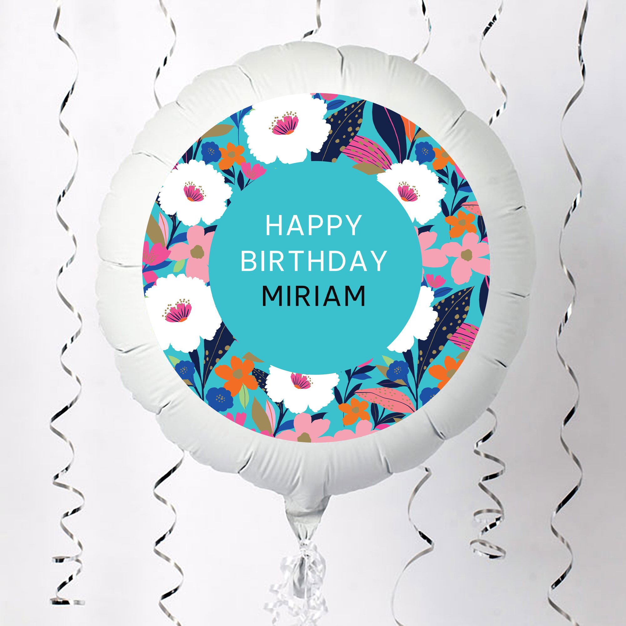 Personalised Large Helium Balloon - Bright Floral Border