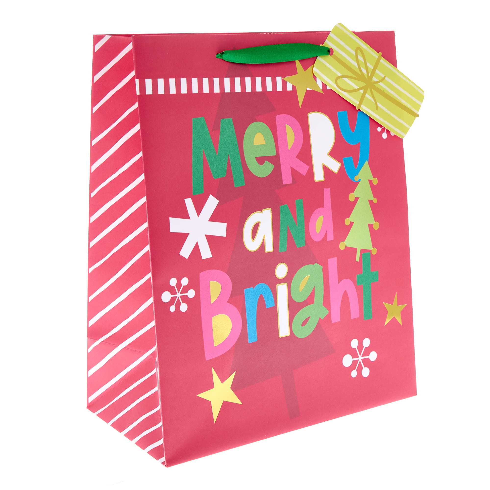 Bold Merry & Bright Large Portrait Christmas Gift Bag