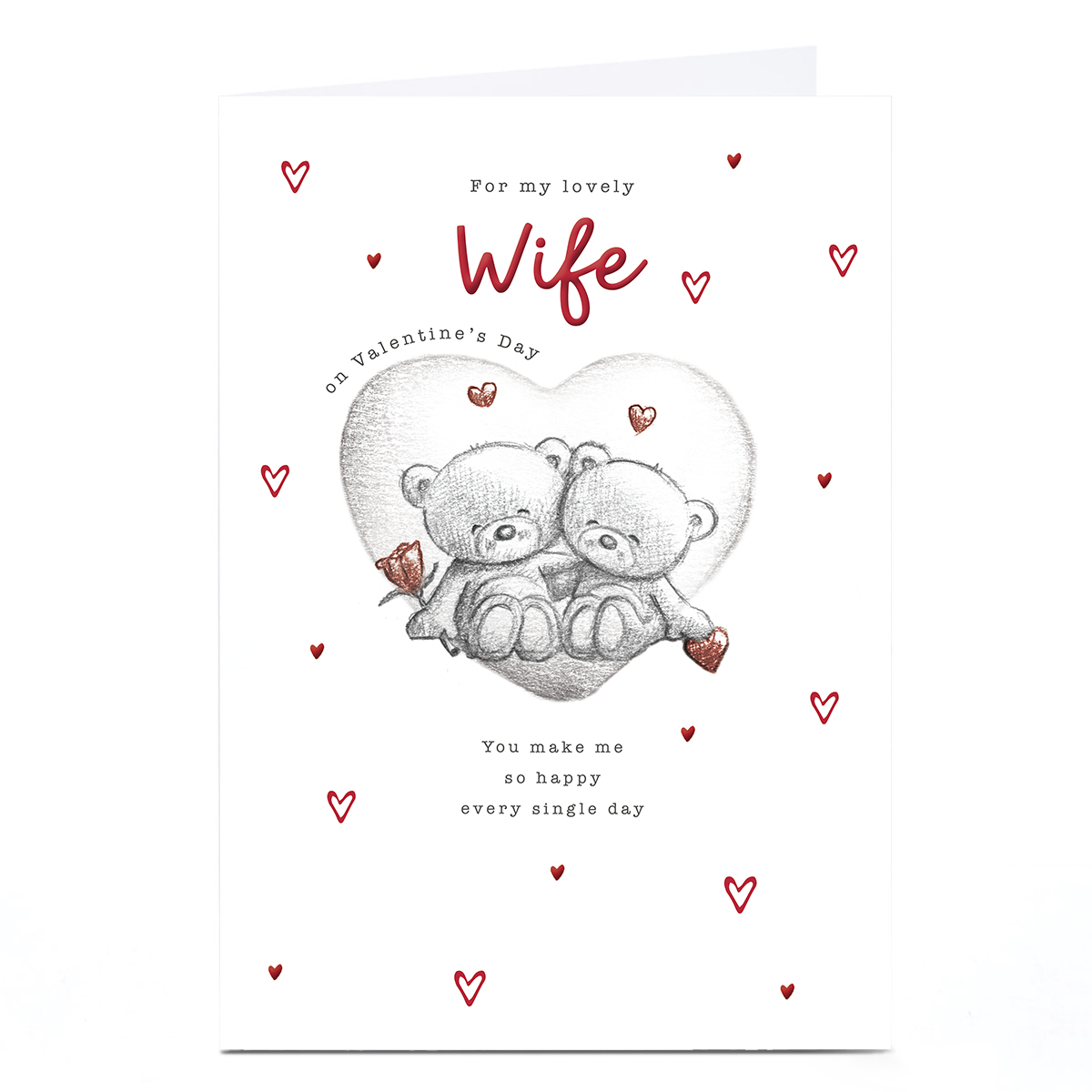 Personalised Hugs Valentine's Day Card - You Make Me Happy Every Day, Wife