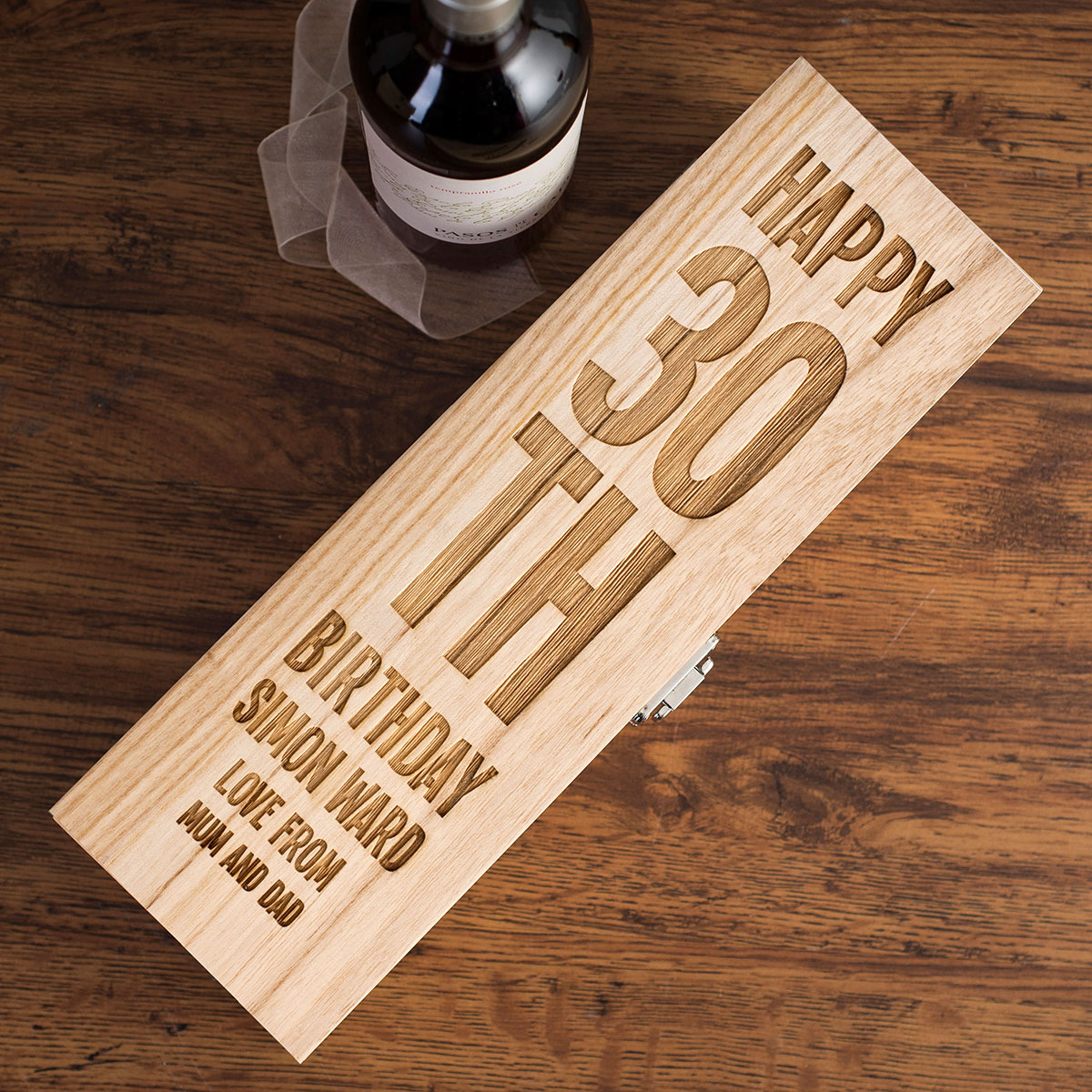 Personalised Glenfiddich Wooden Whisky Gift Box - 30th Birthday