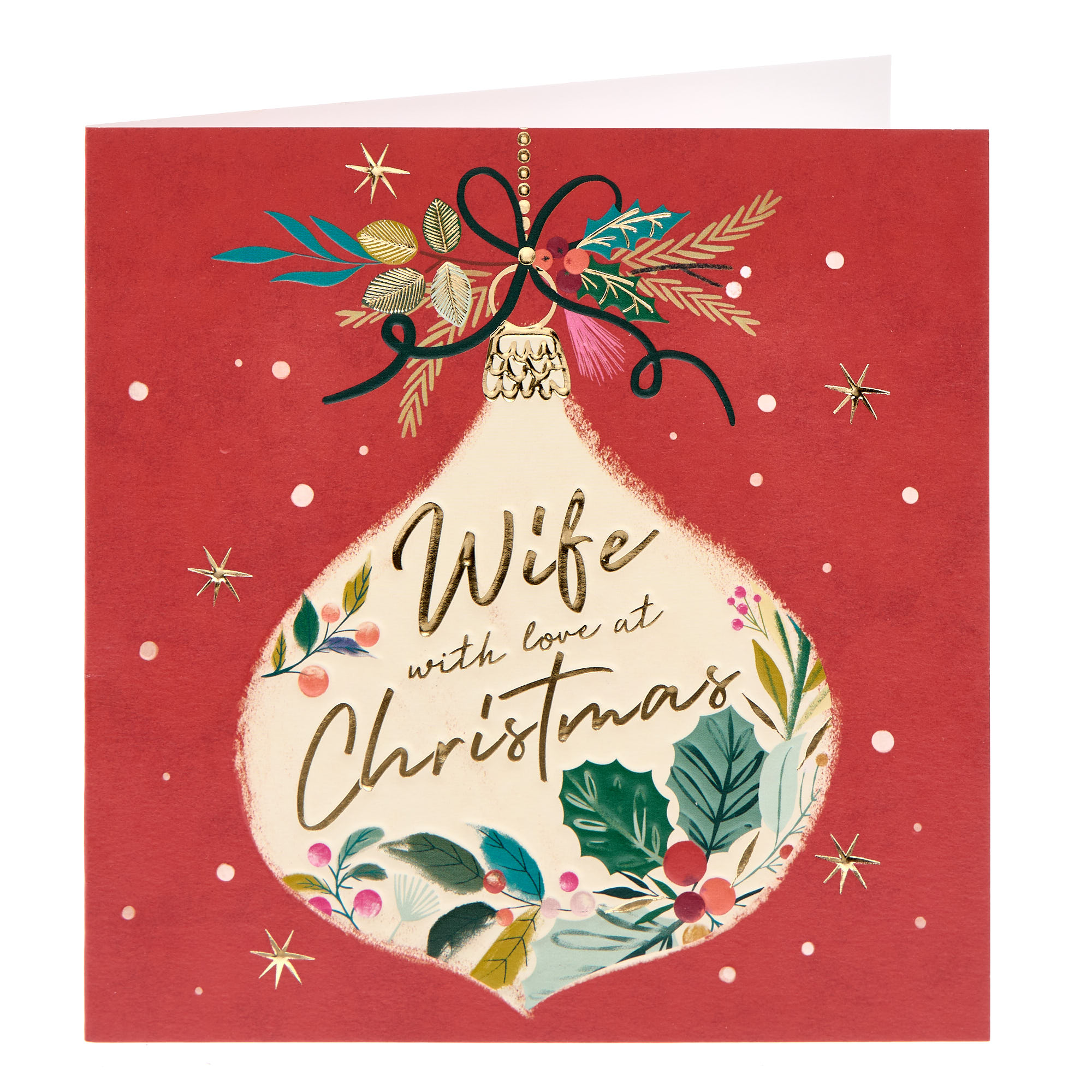 Wife With Love Bauble Christmas Card