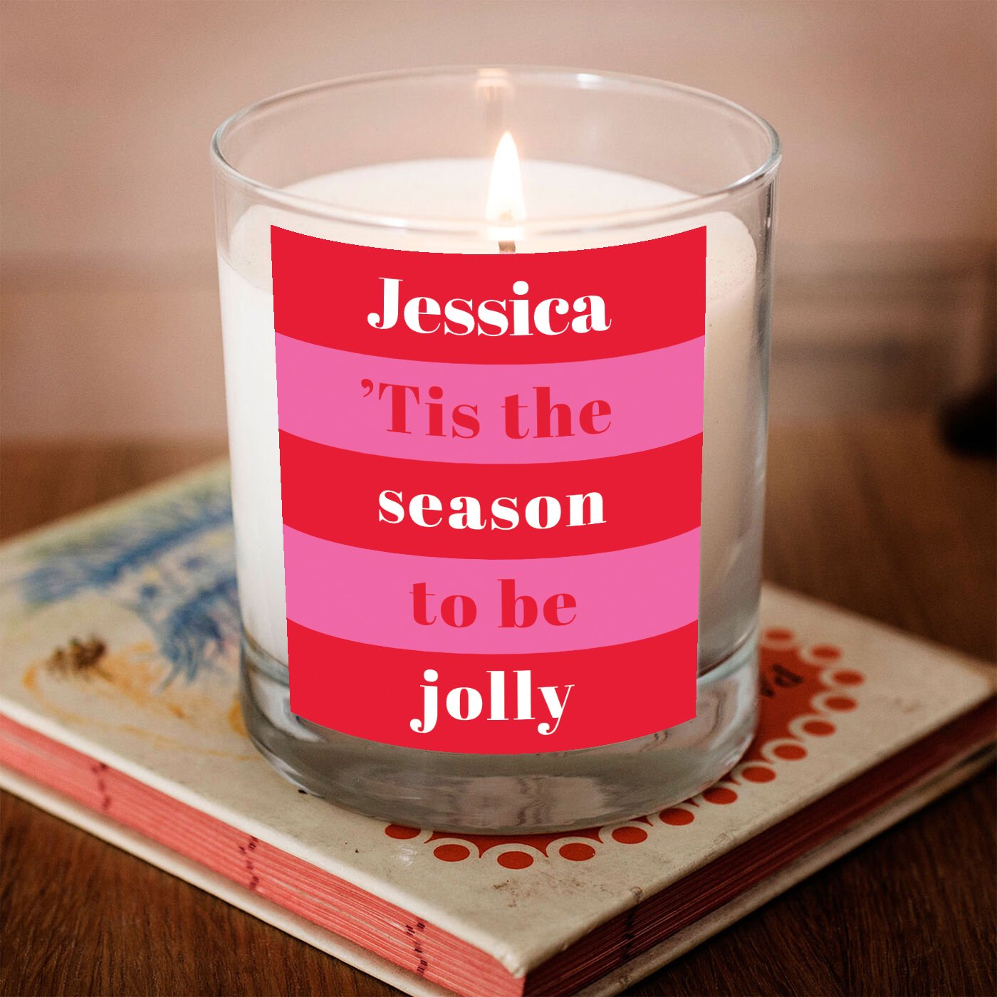 Personalised Christmas Pomegranate & Cashmere Scented Candle - Tis the Season