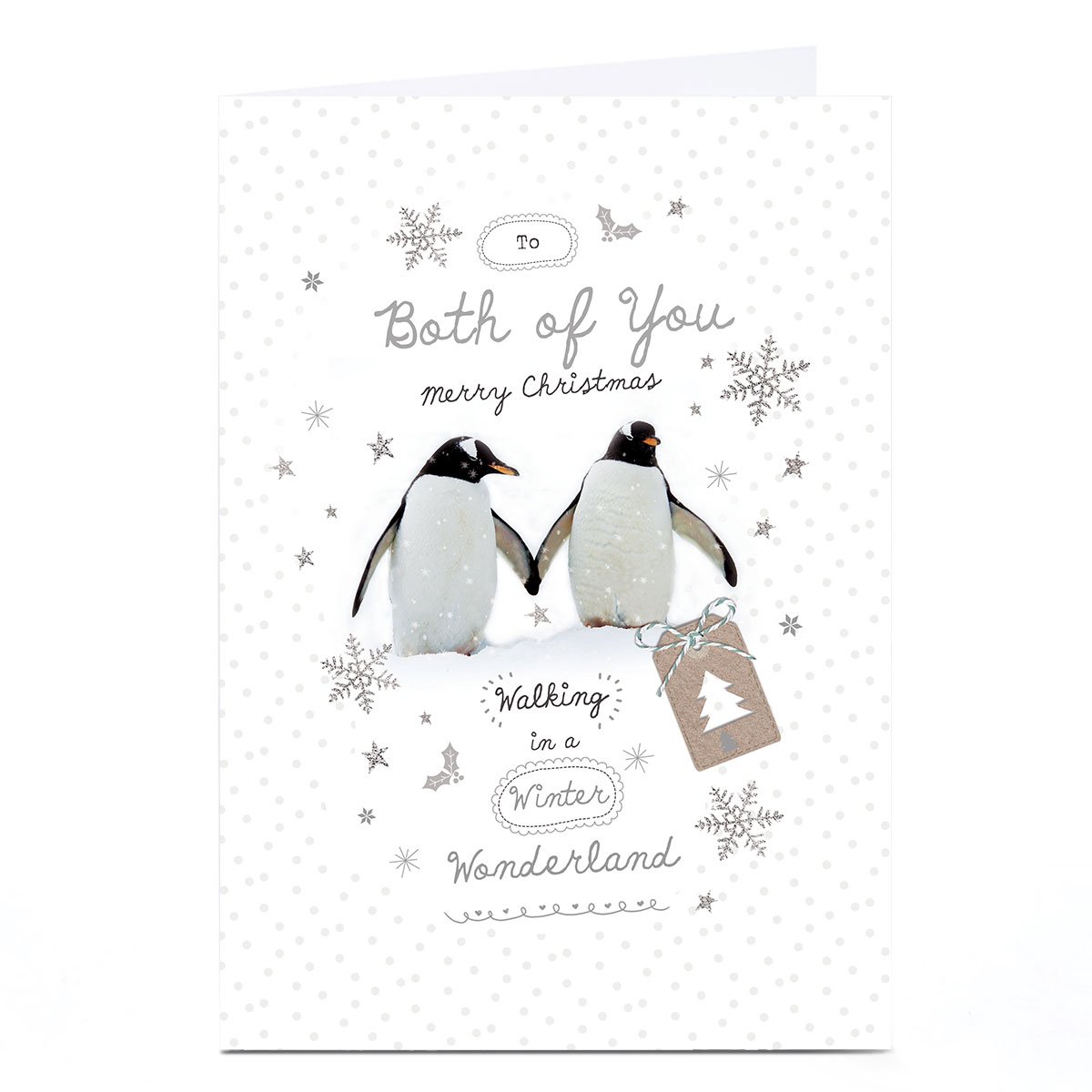 Personalised Christmas Card - Penguins Walking In A Winter Wonderland