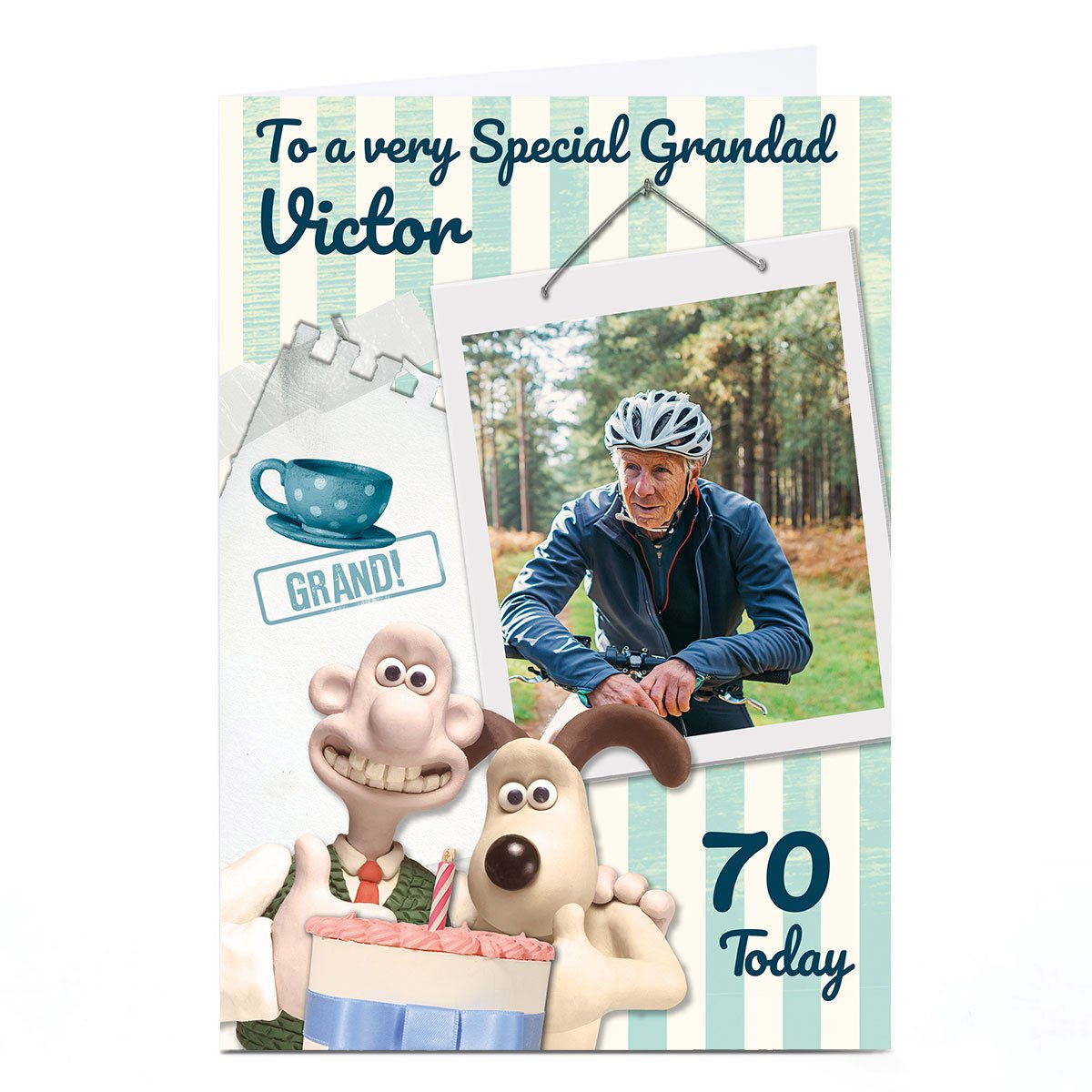 Personalised Wallace and Gromit Birthday Photo Card - Polaroids 